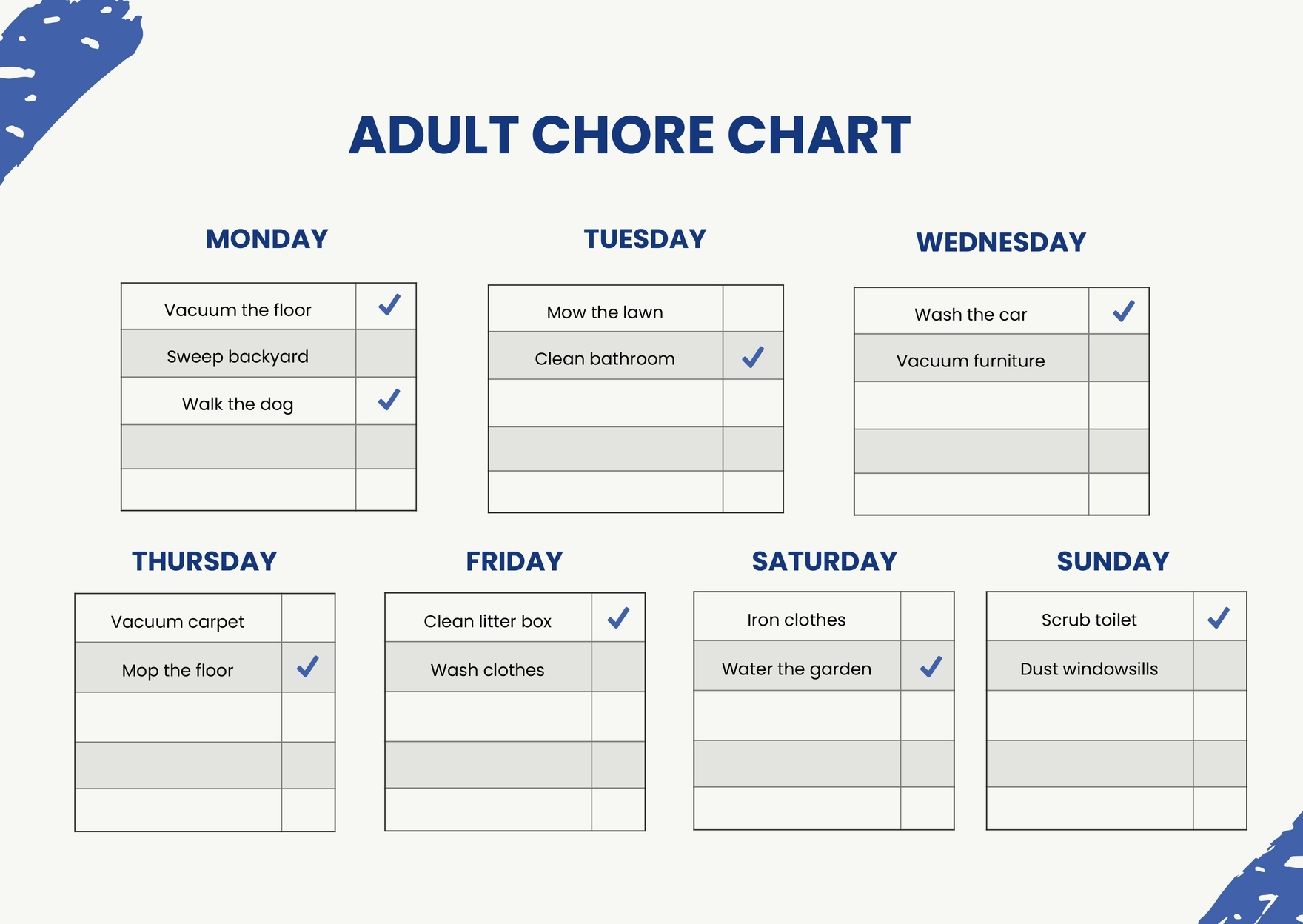 Free Chore Chart Templates Editable And Printable