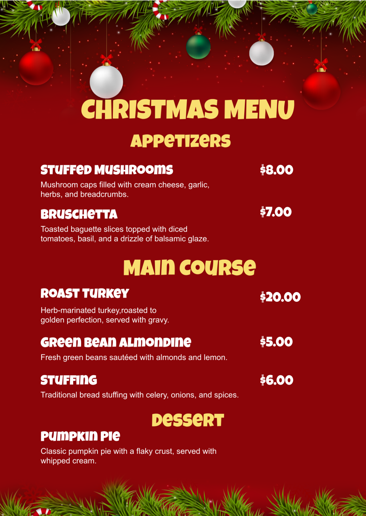 Free Printable Editable Christmas Menus