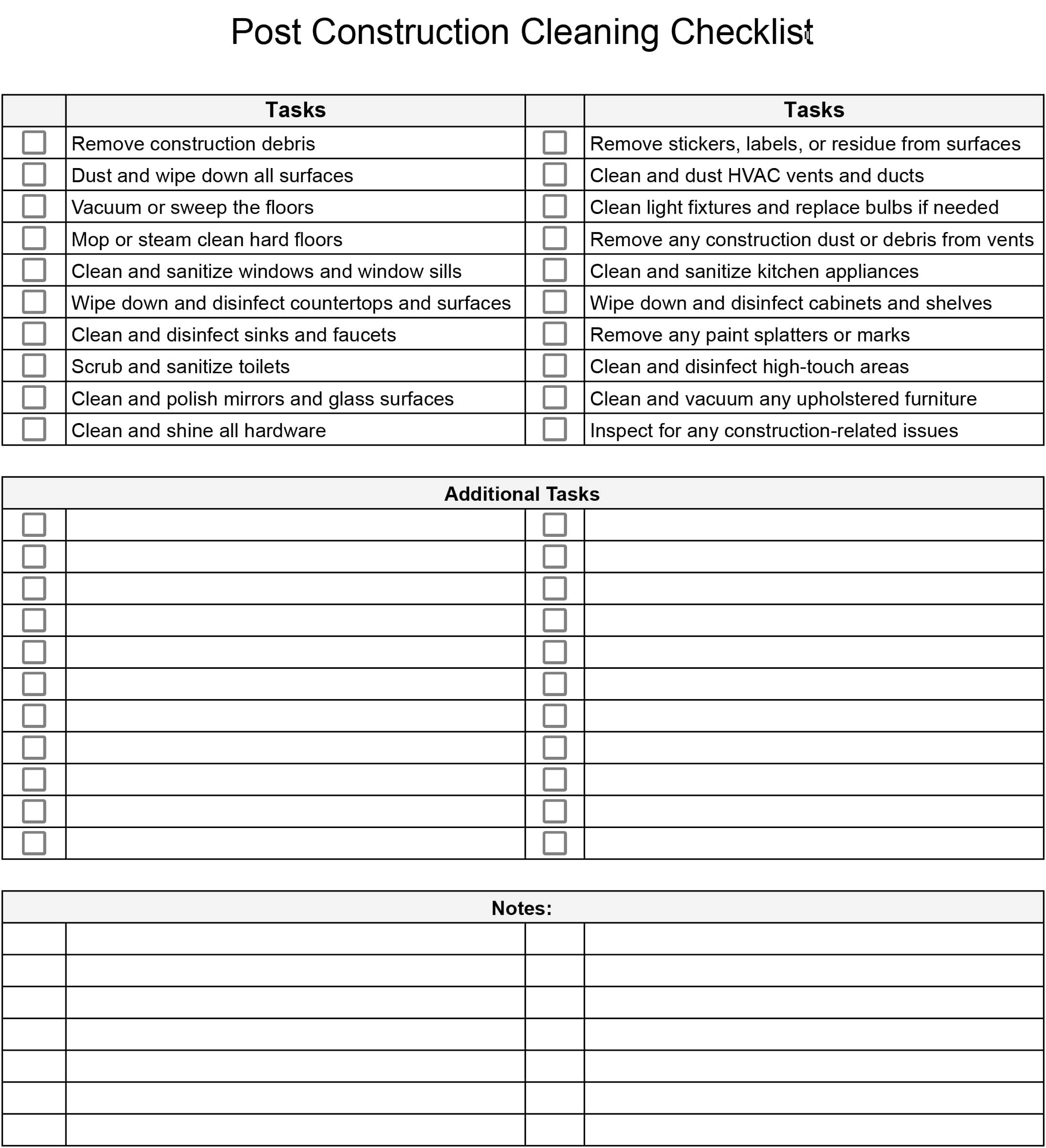Printable Editable Building Maintenance Checklist Template Open Office