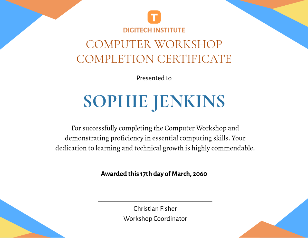 Free Computer Certificate Templates To Edit Online