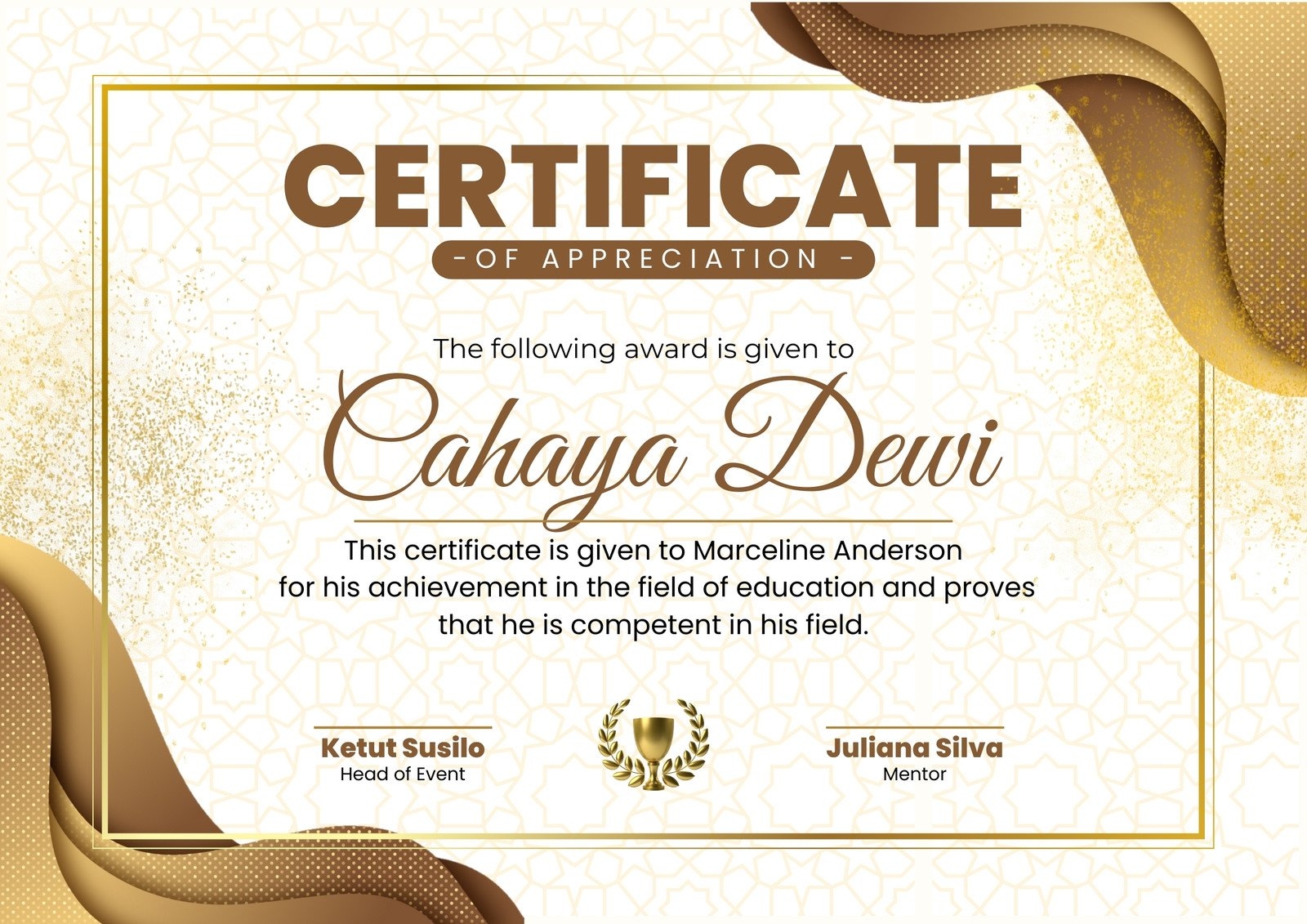 Free Editable And Printable Certificate Of Appreciation