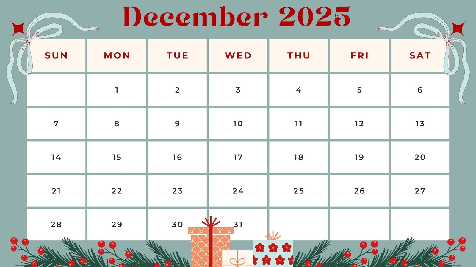 Printable, Editable Holiday Activity Calendars Free