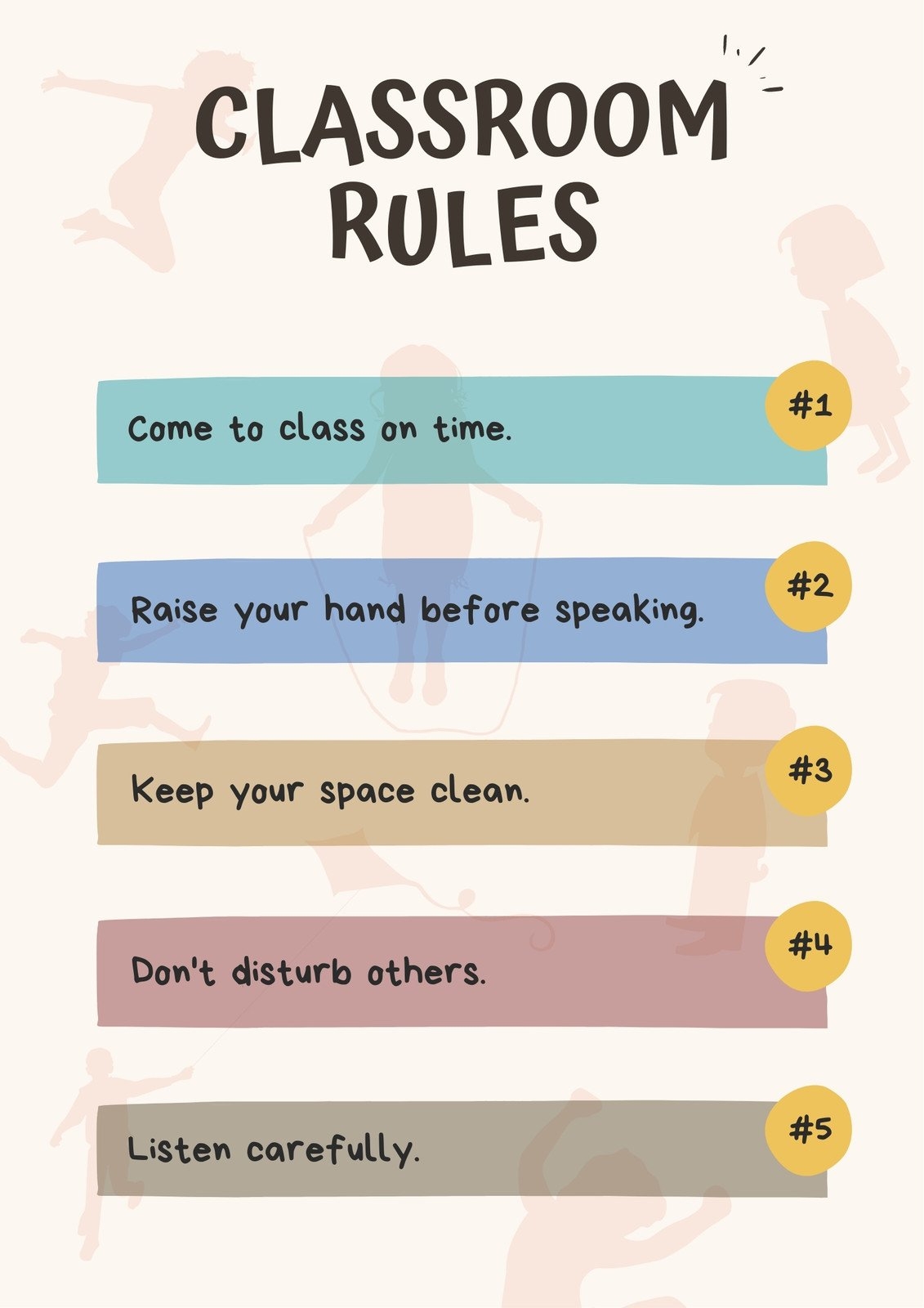 Free Custom Printable Classroom Rules Poster Templates Canva