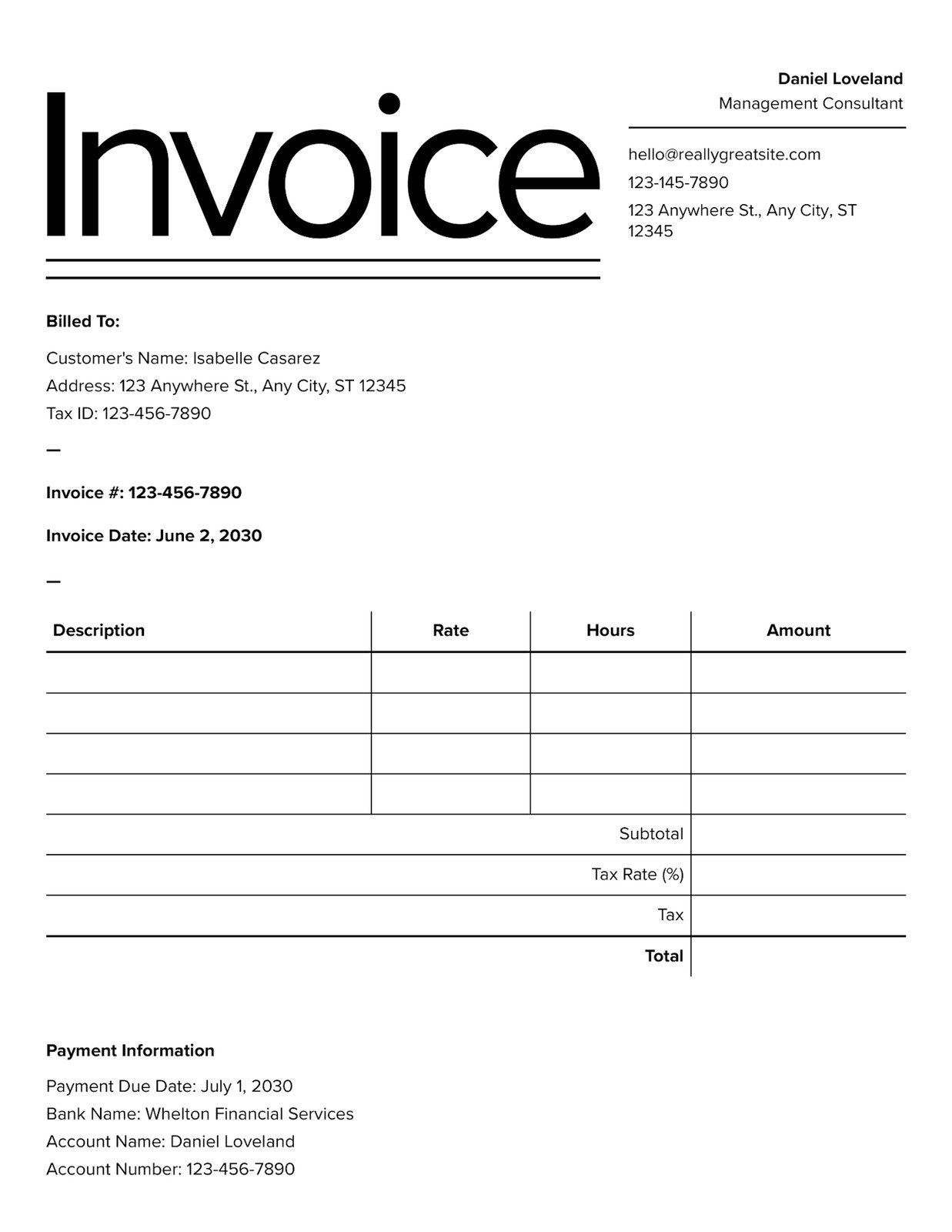 Editable Free Printable Invoice Templates