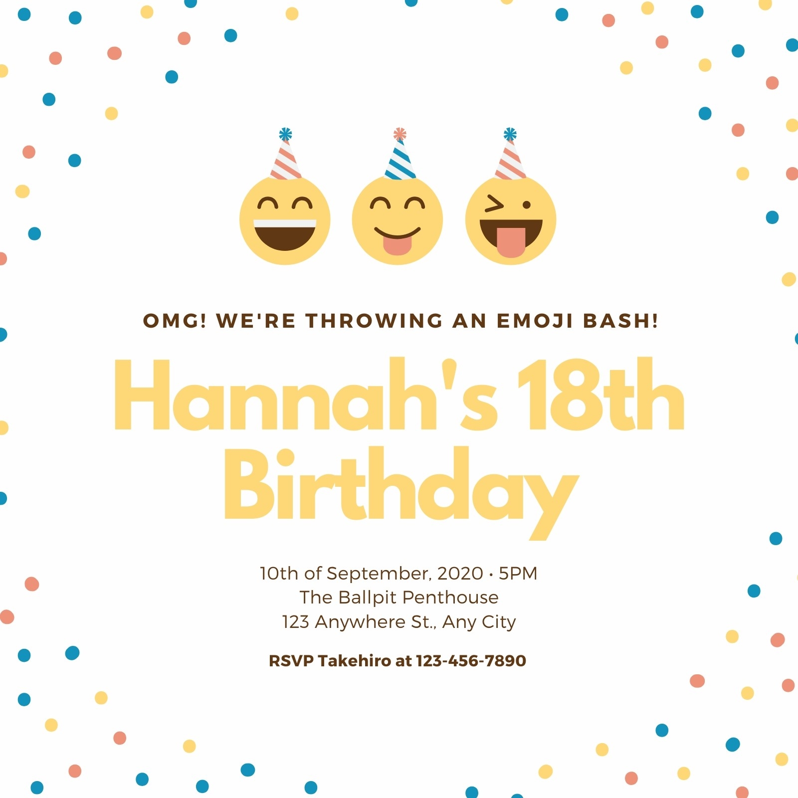 Free Printable Editable Kids Invite Emoji