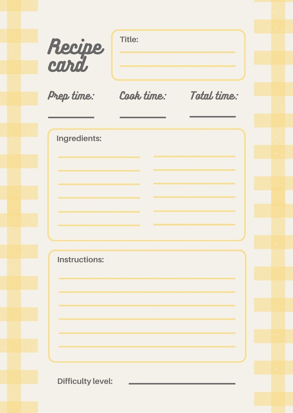 Editable Printable Recipe Pages