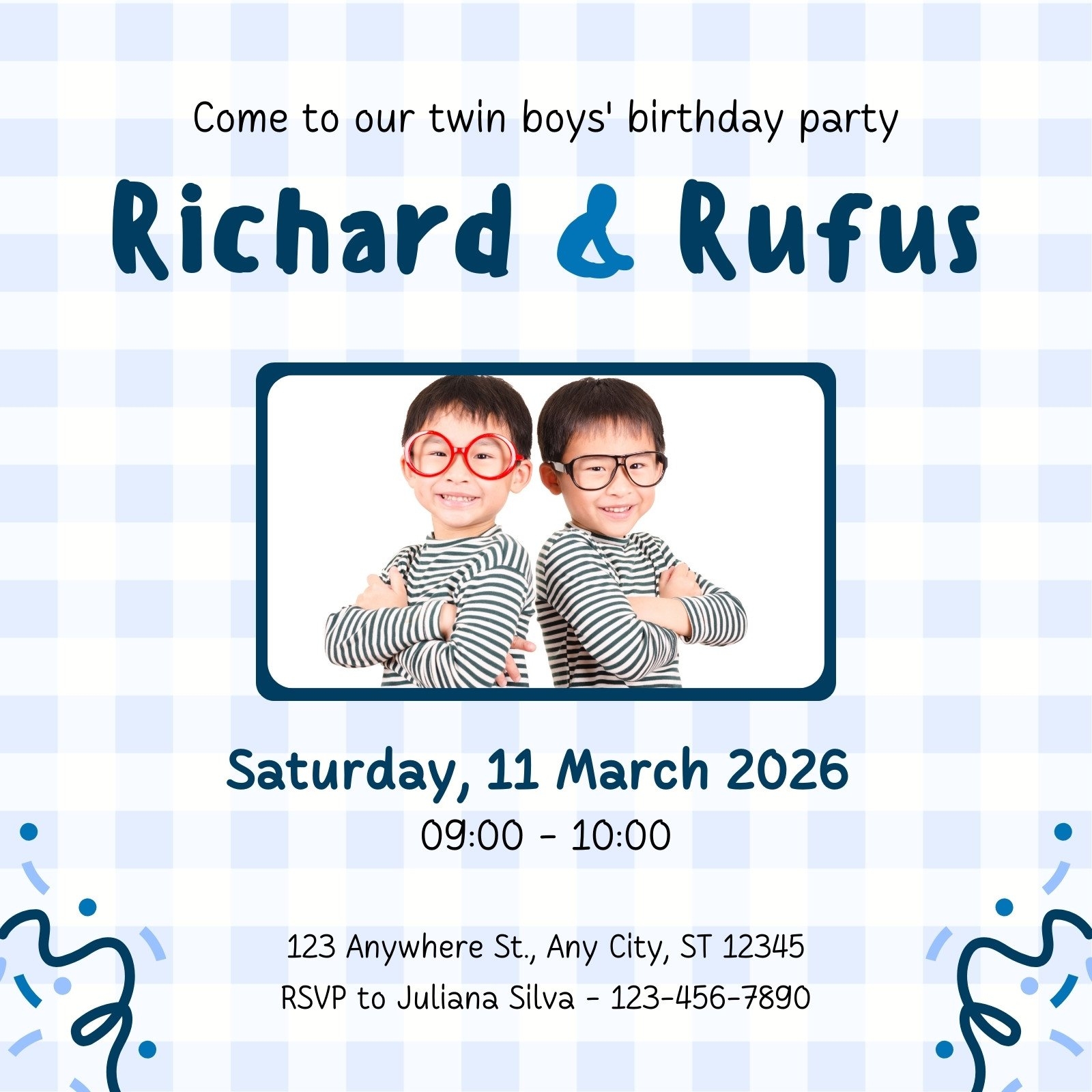 Free Printable Editable Birthday Duo Party Invitation