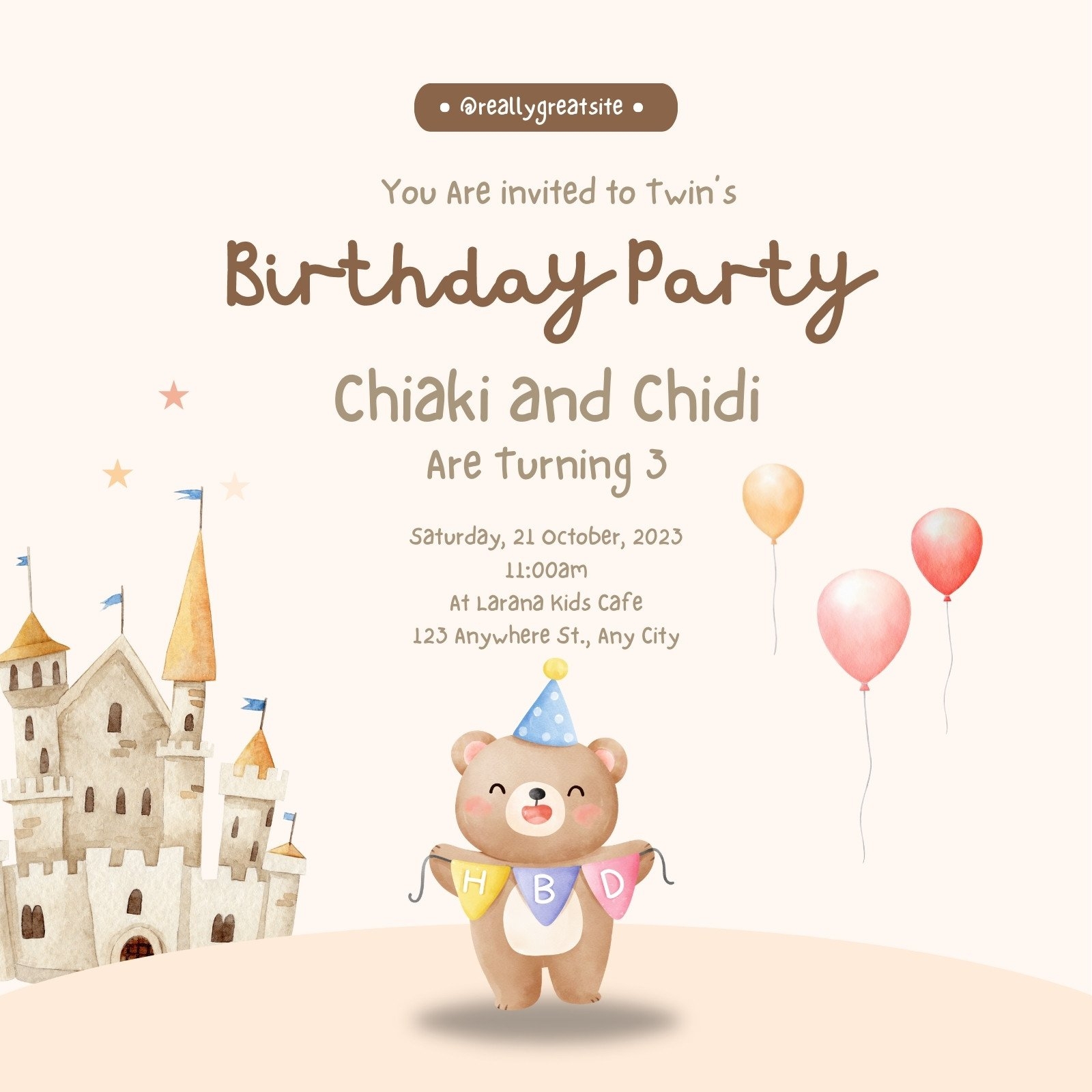 Free Custom Printable Twins Birthday Invitation Templates Canva
