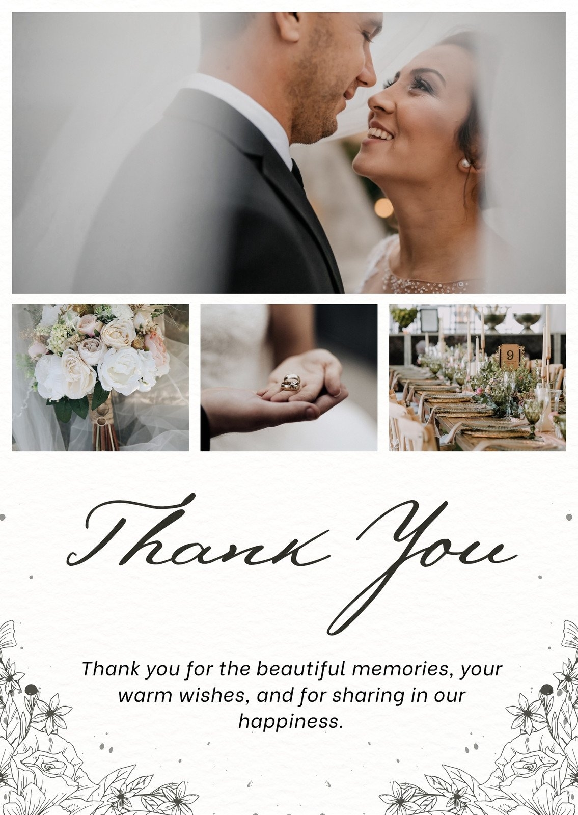 Free Custom Printable Wedding Thank You Card Templates Canva