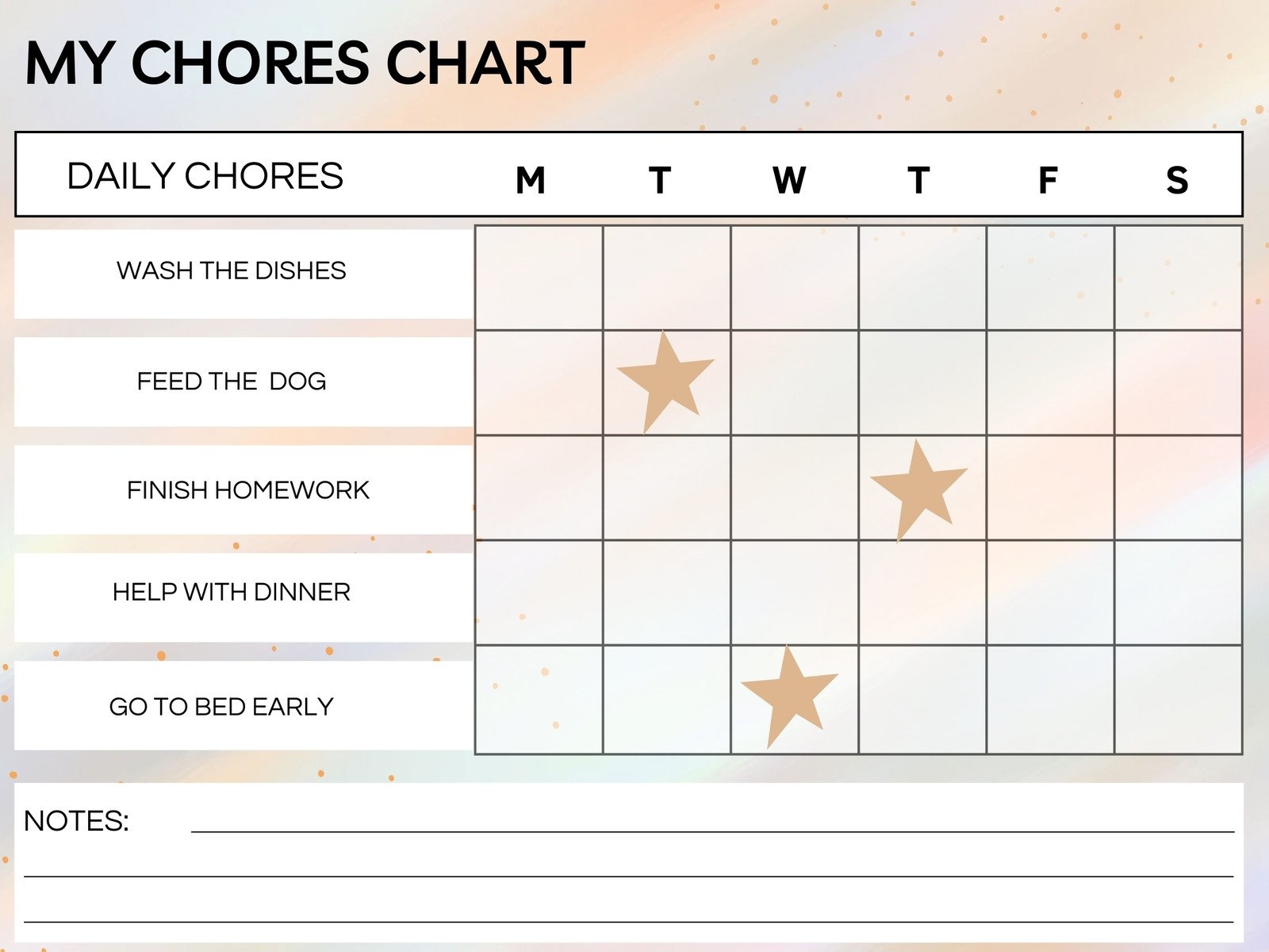 Editable Printable Chore Chart