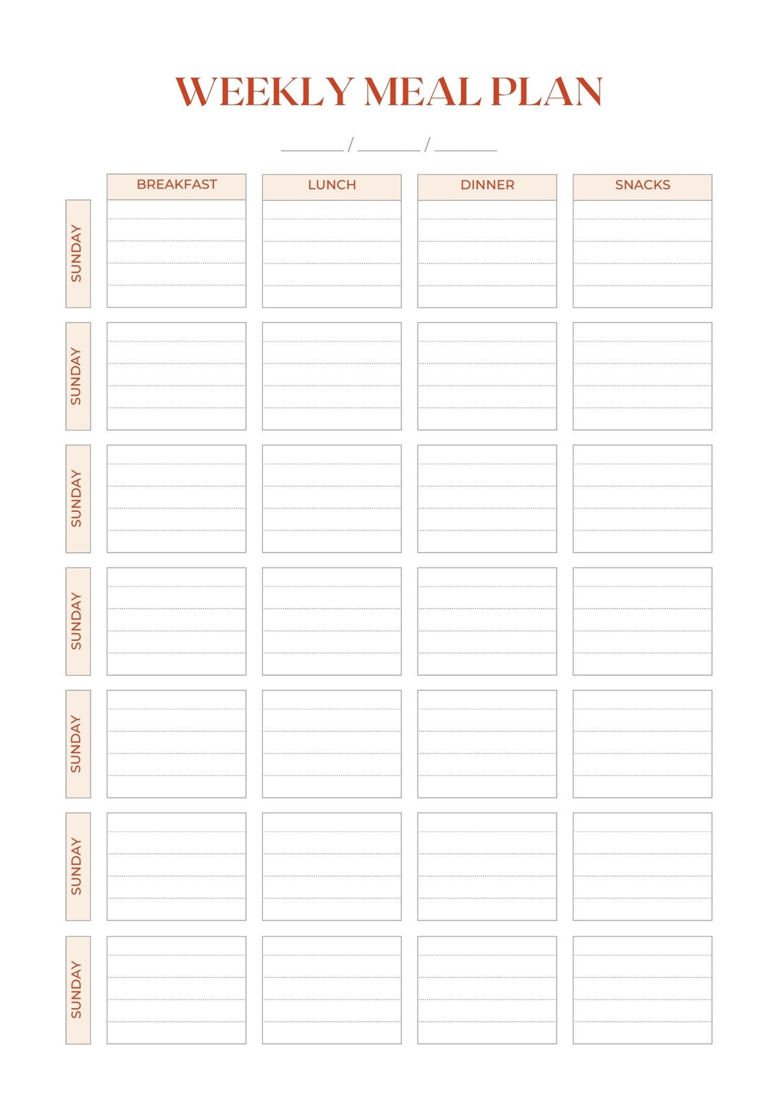 Free Editable Printable Meal Planner Weekly