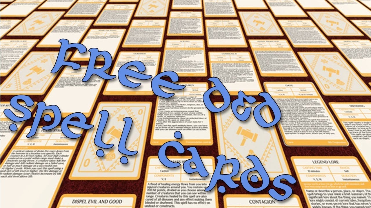 5th Edition D&D Spell Cards Printable