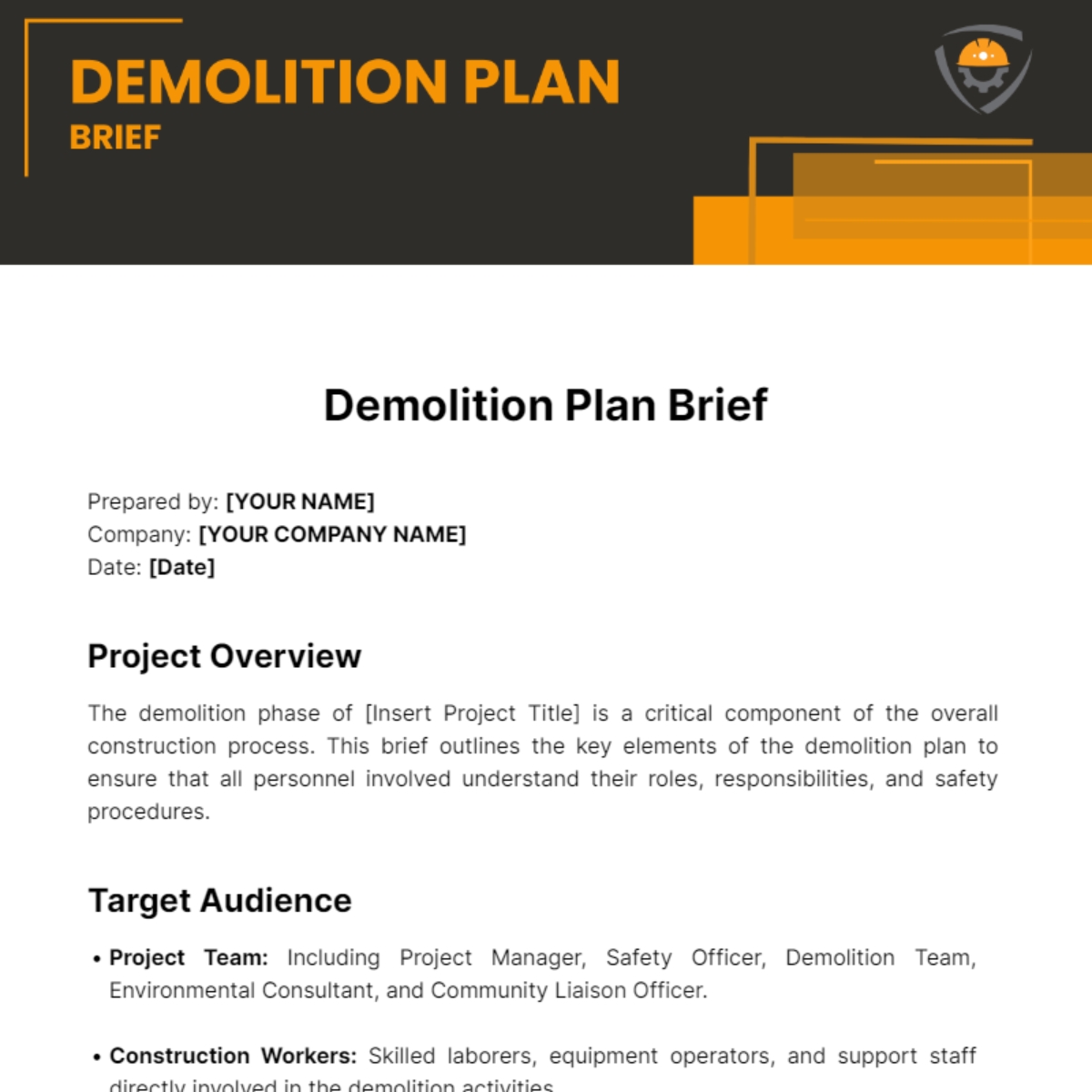 Downloadable Free Printable Editable Checklist Template For A Demolition Ga