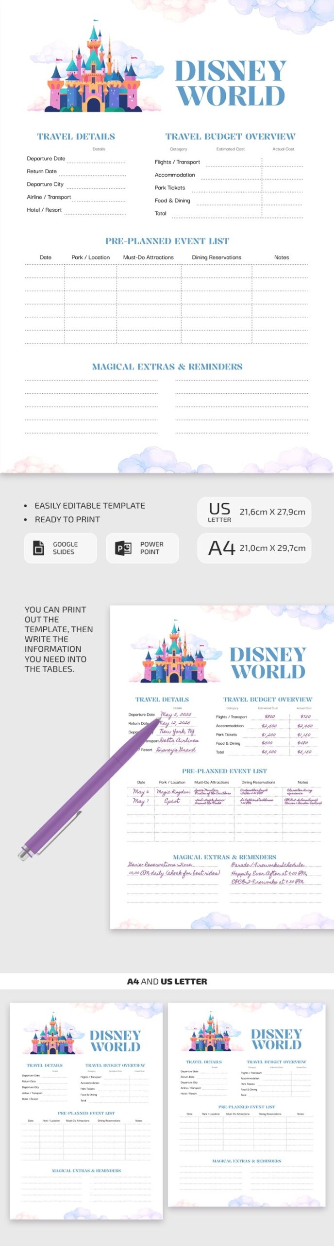 Free Disney World Itinerary Template Thegoodocs