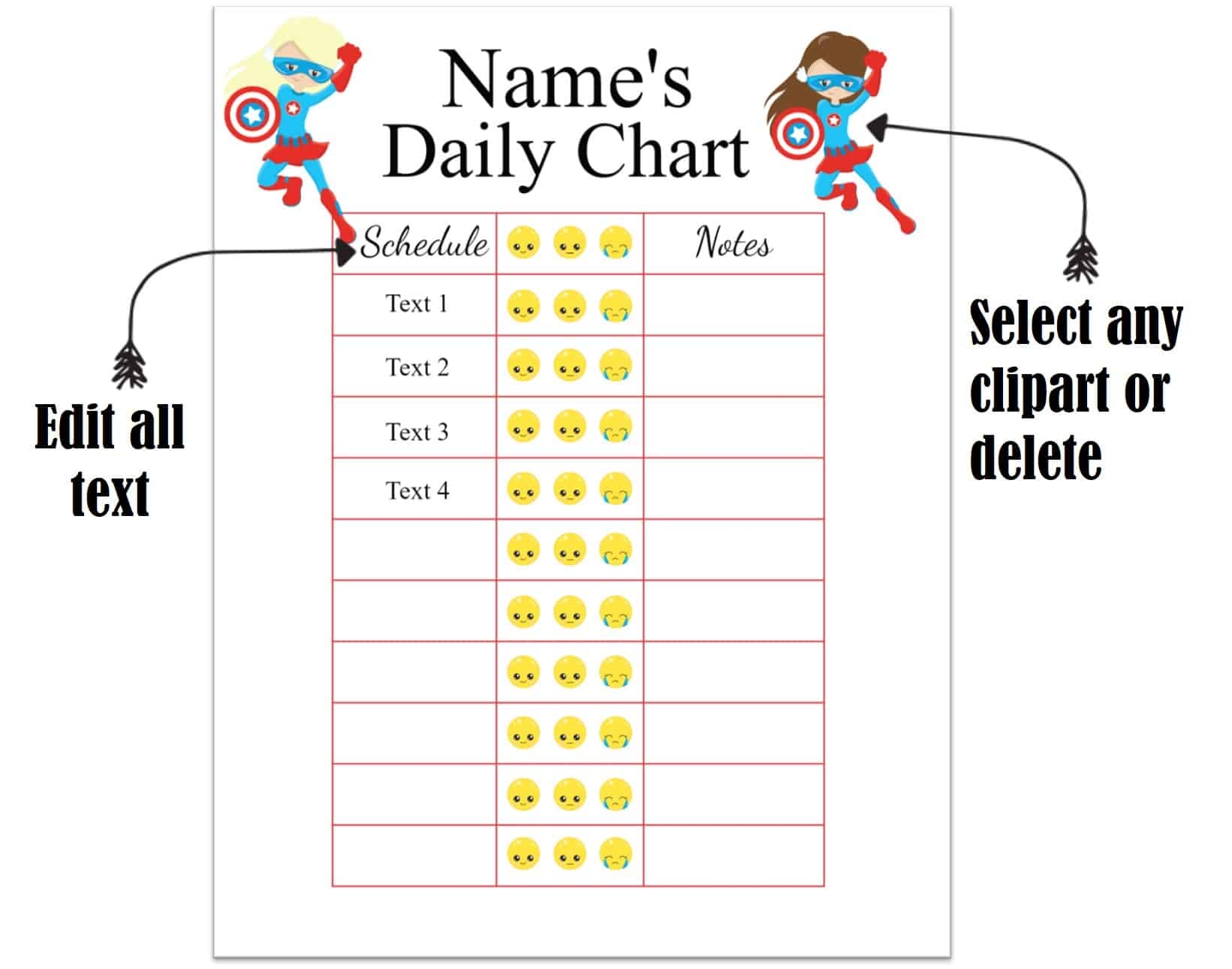 Free Printable Editable Behavior Charts