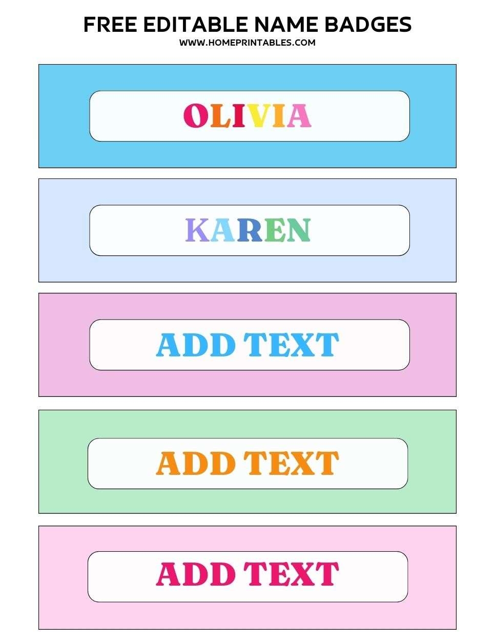 Editable Mini Name Tags Printable
