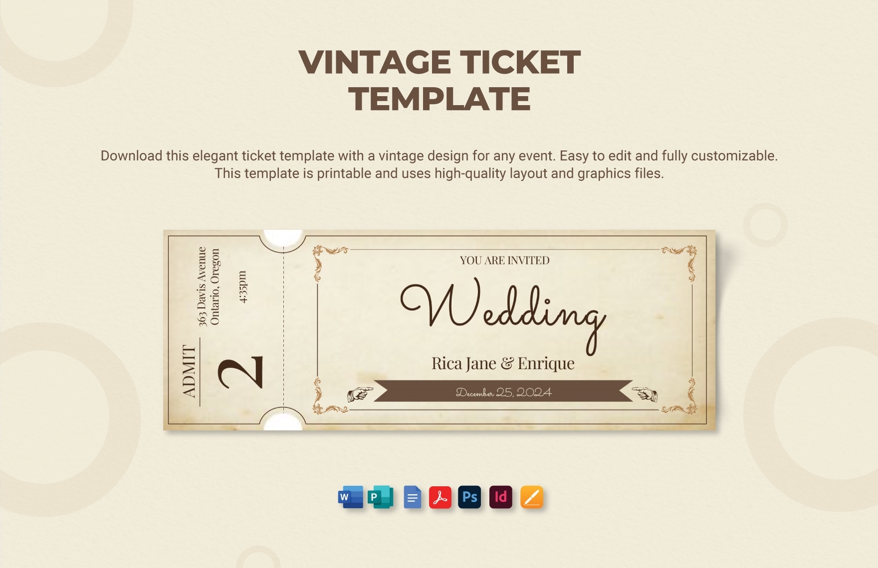 Printable Editable Ticket Template Free Word