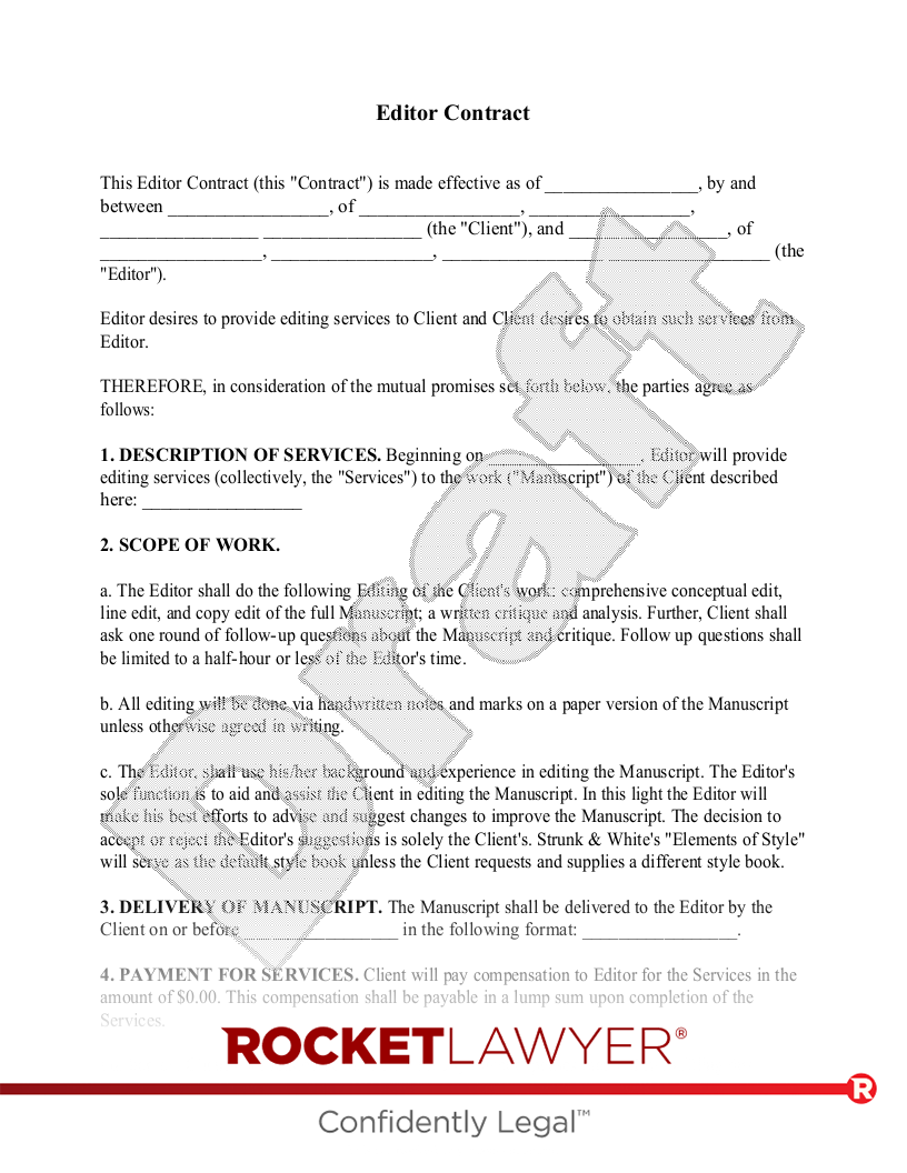 Free Editor Contract Make Sign Download Rocket Lawyer