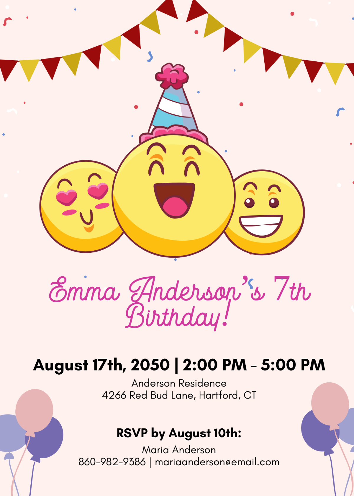 Free Emoji Birthday Party Invitation Template To Edit Online