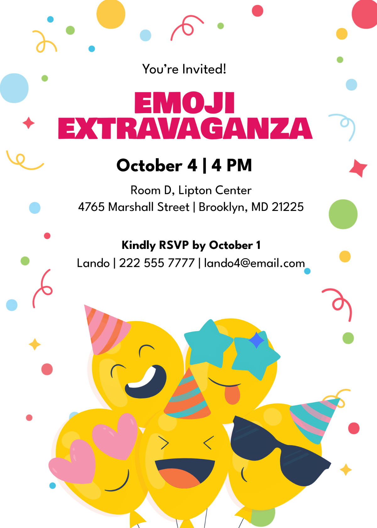 Free Emoji Party Invitation Template To Edit Online