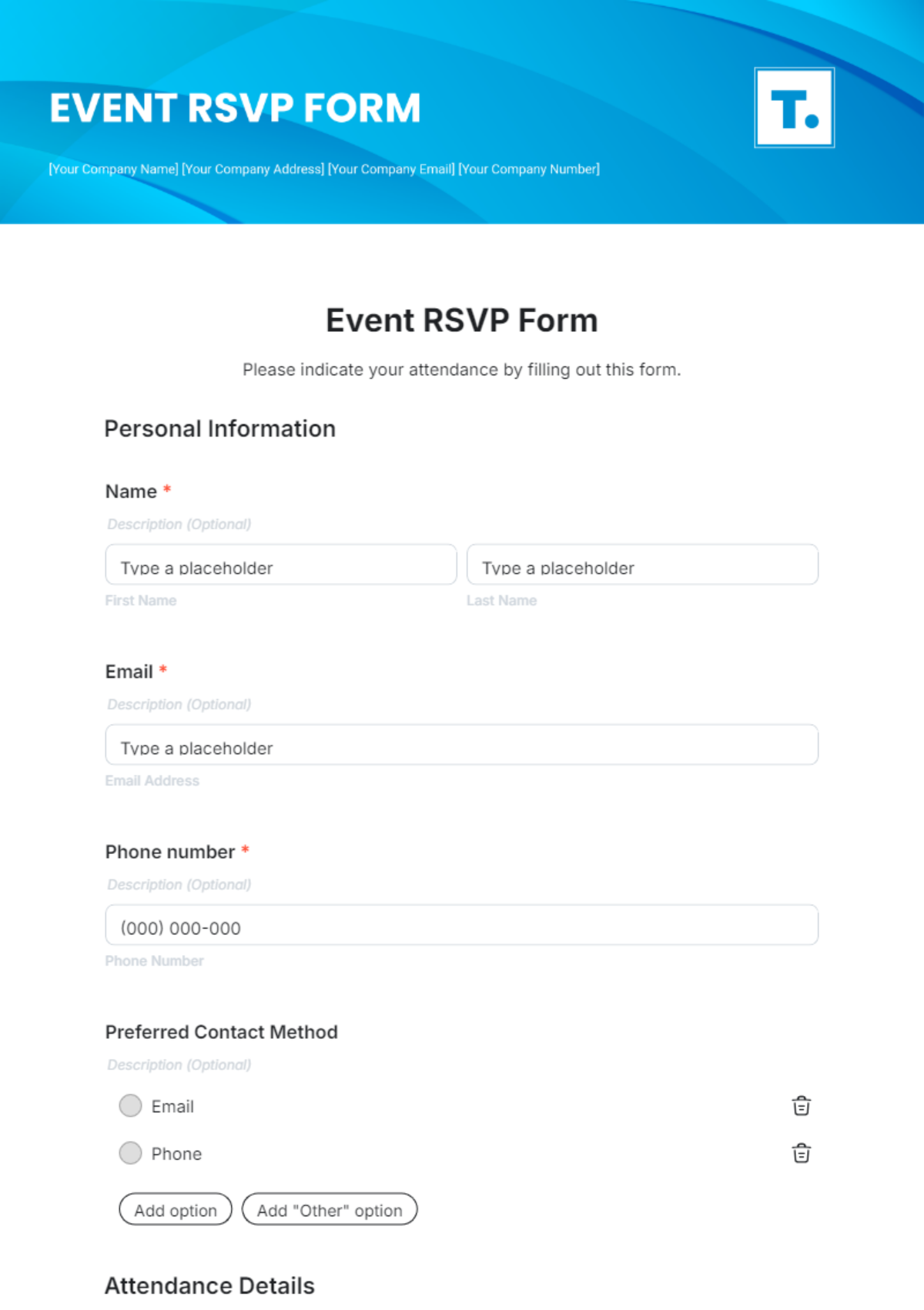 Free Event RSVP Form Template To Edit Online