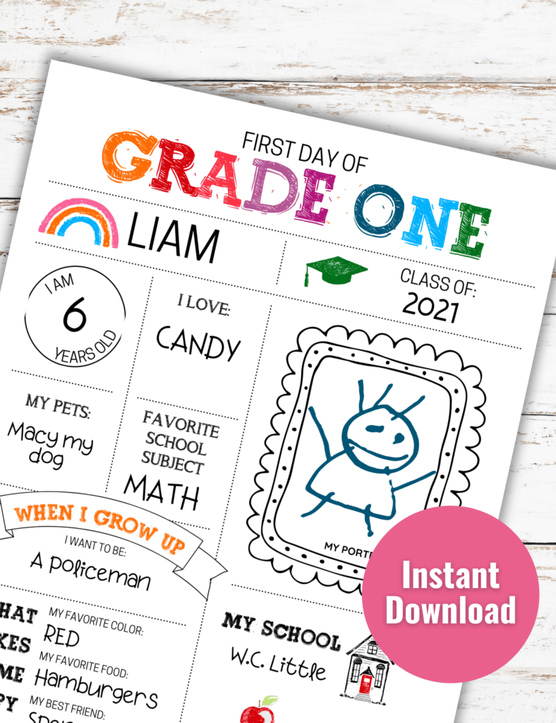 Editable First Day Of School Printable
