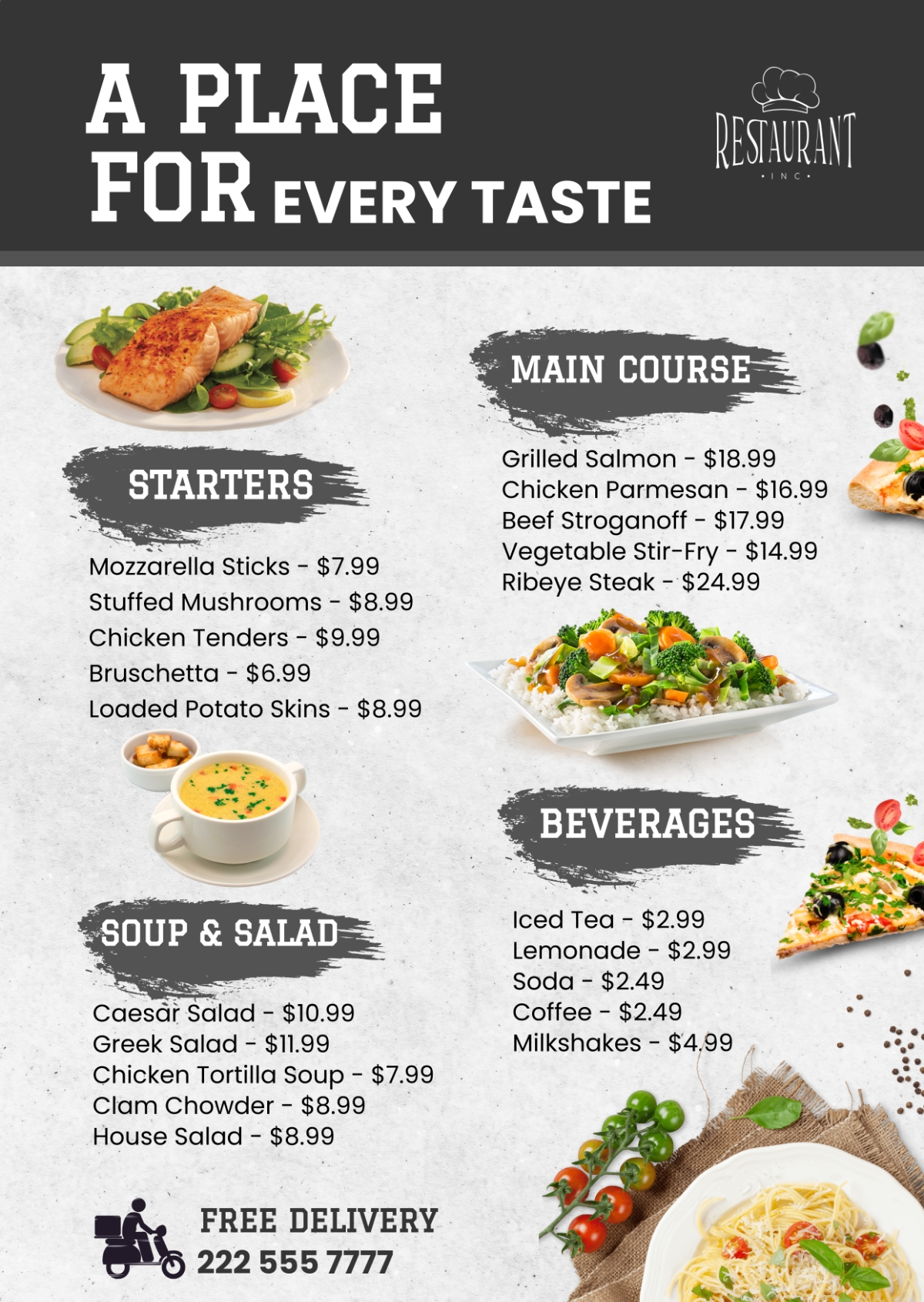 Free Food Menu Templates Editable And Printable