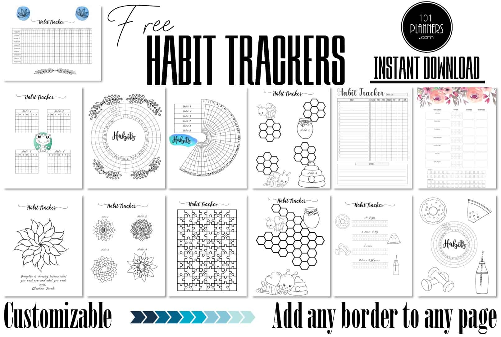 FREE Habit Tracker Template Customizable Instant Download 
