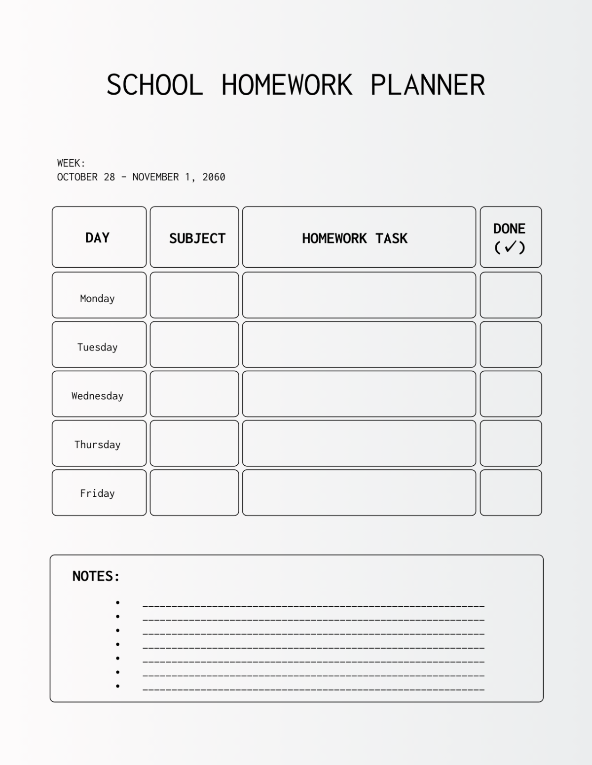 Free Homework Planner For Boys Template To Edit Online