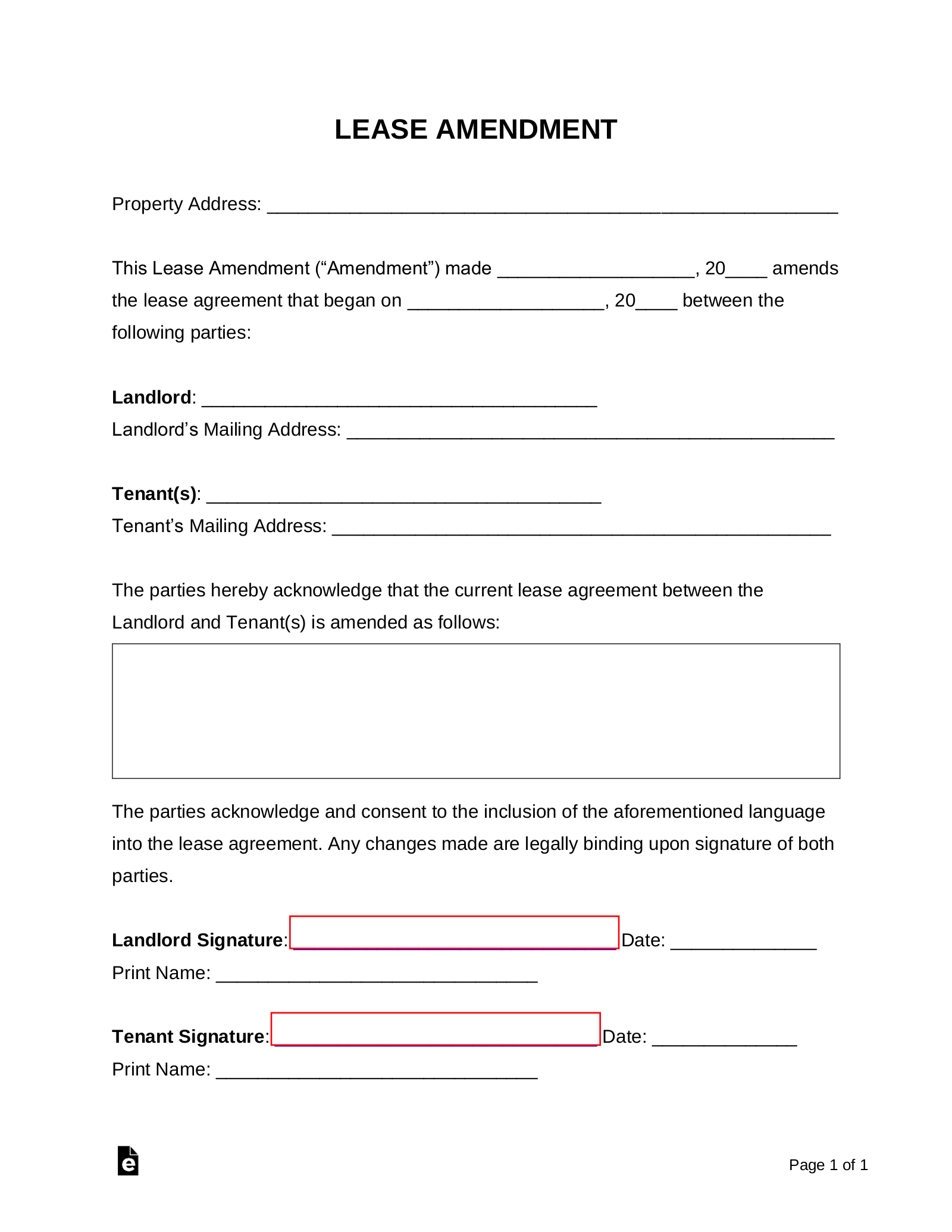 Free Lease Amendment Forms 5 PDF Word EForms