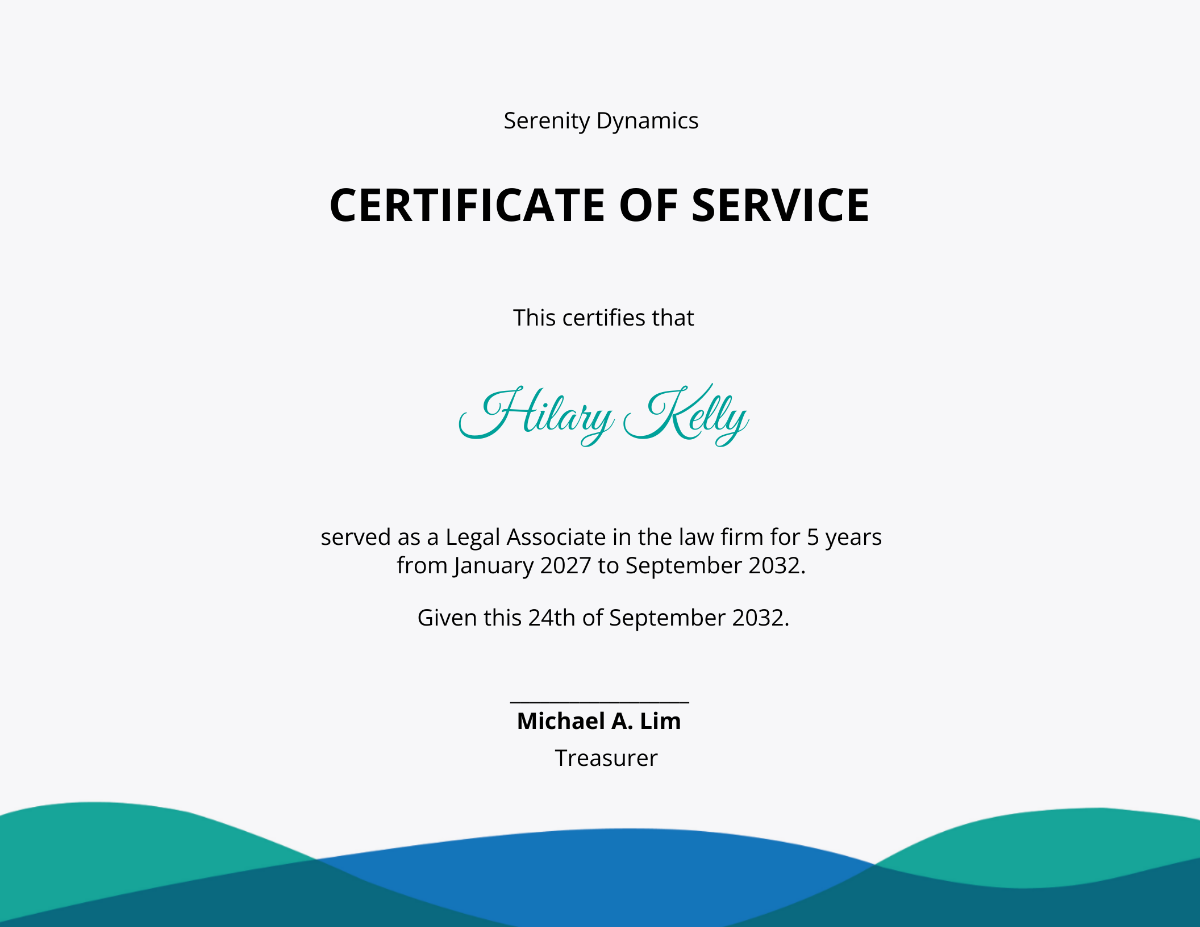 Free Legal Certificate Of Service Template To Edit Online