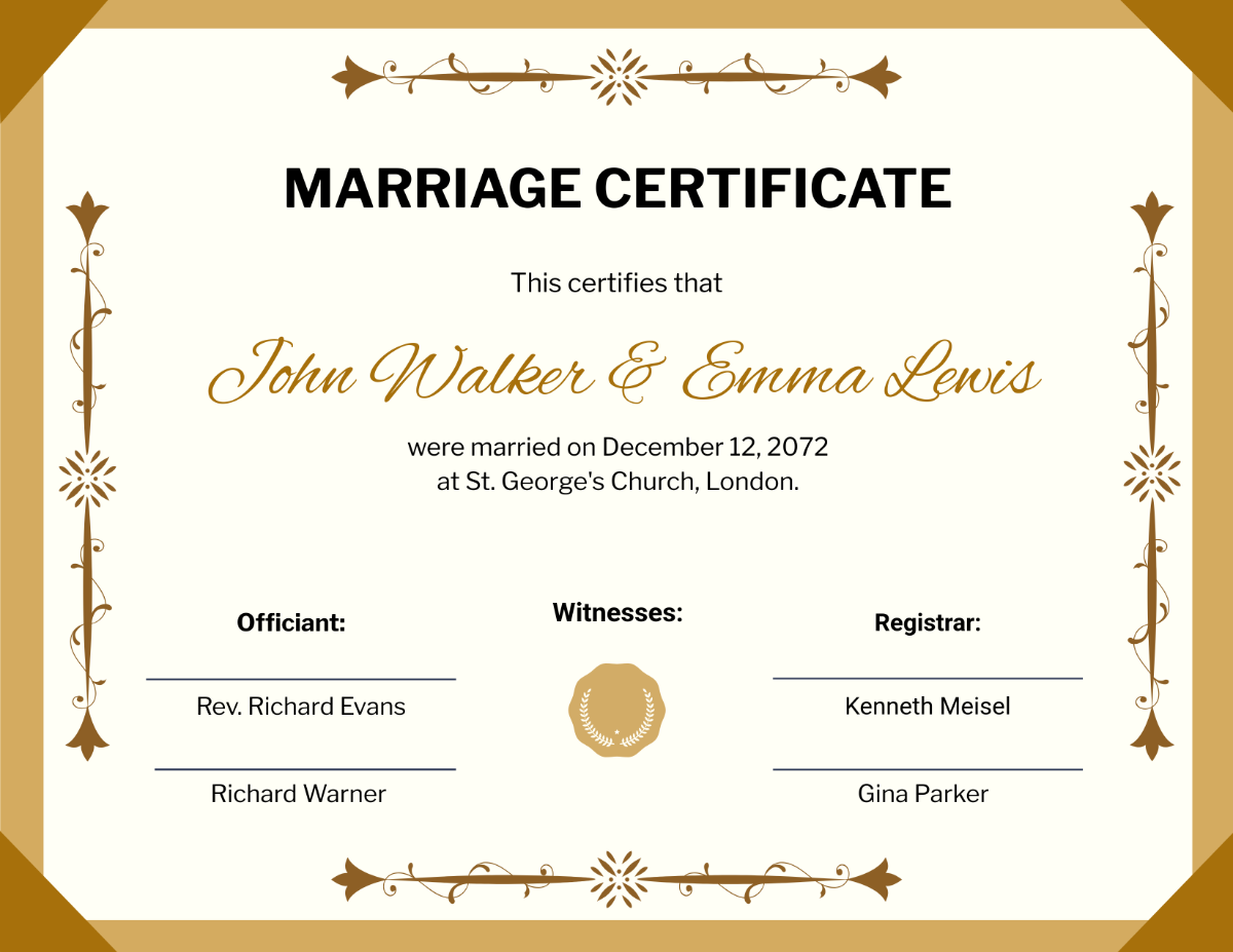 Free Marriage Certificate Template To Edit Online