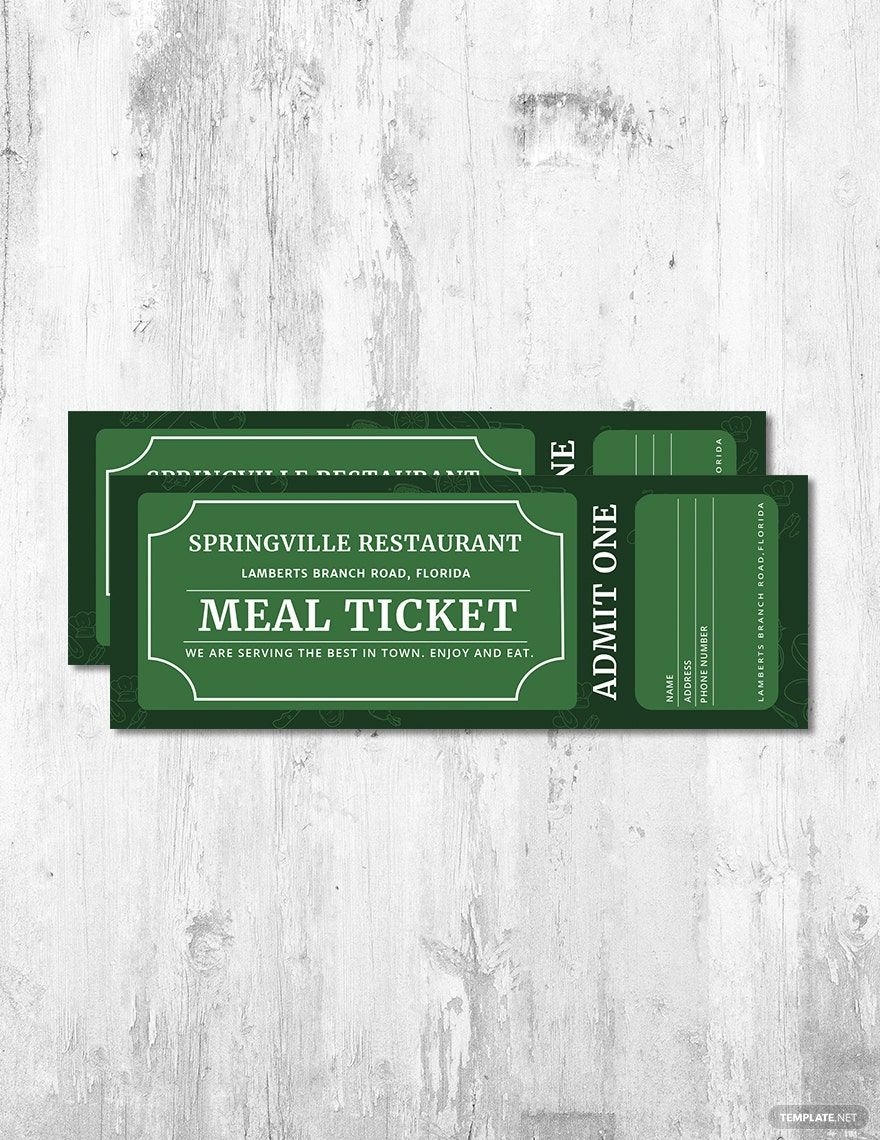 Free Meal Ticket Templates Editable And Printable