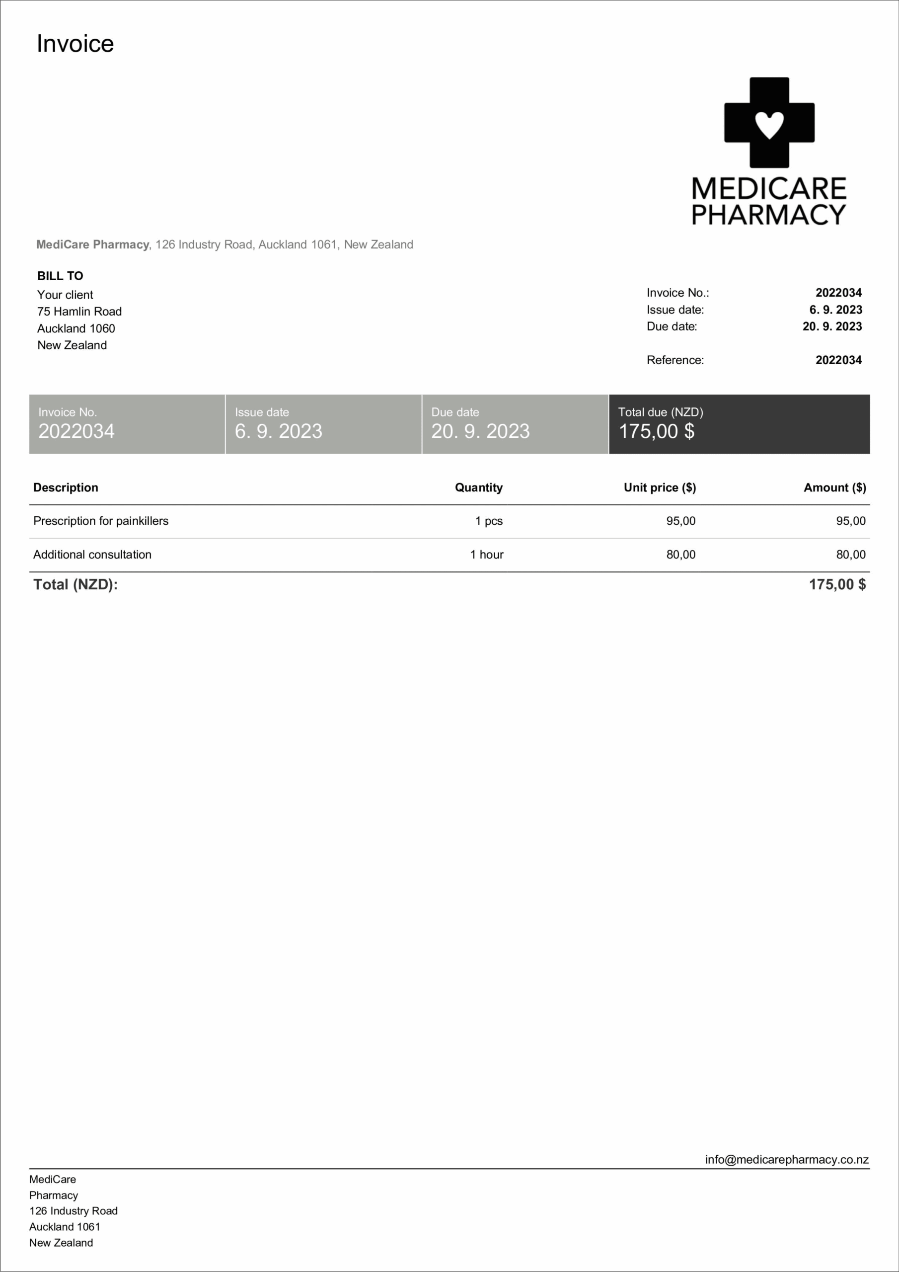 Free Medical Invoice Templates Billdu