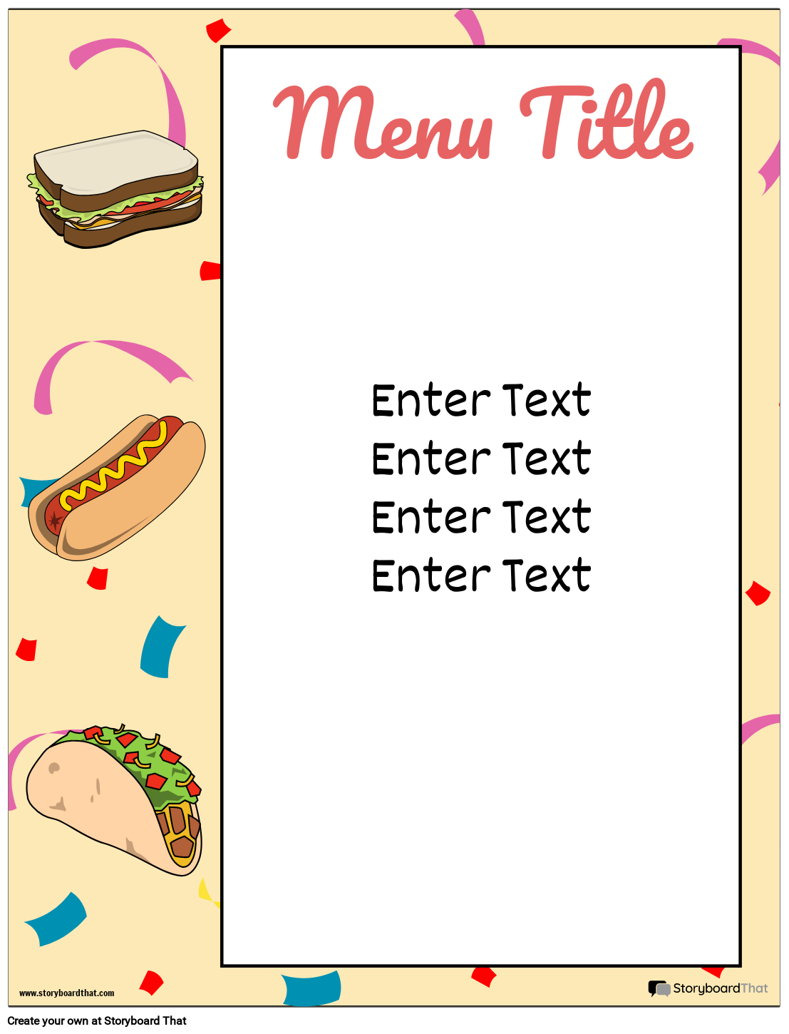 Free Menu Templates Design Online With Storyboard That