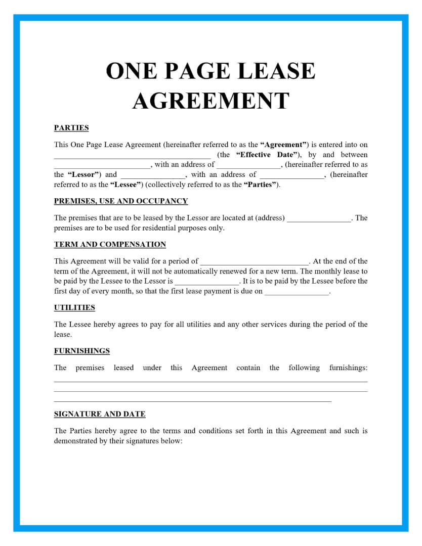 Editable And Printable Residentail Lease