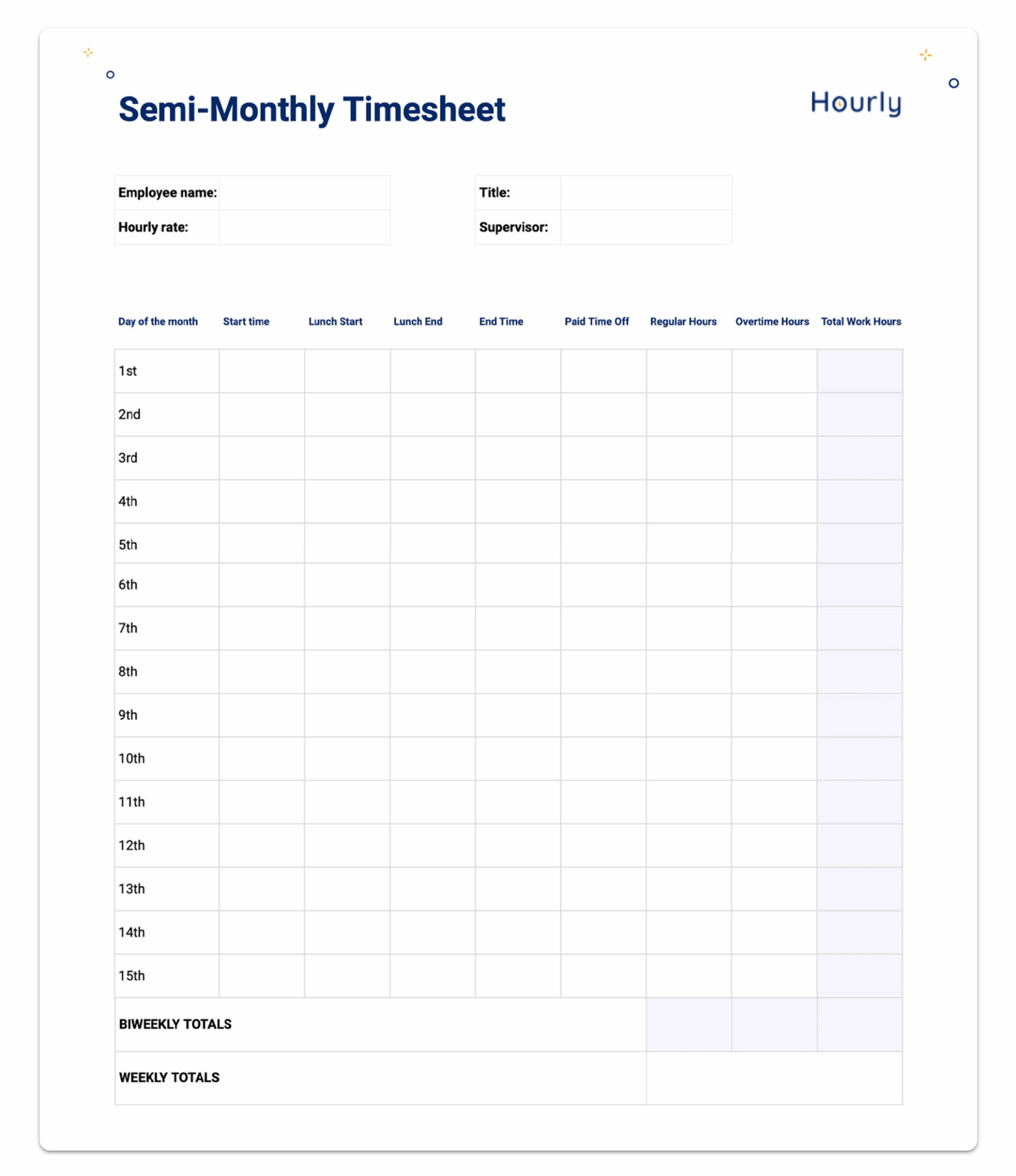 Printable Time Cards That Can Be Edited