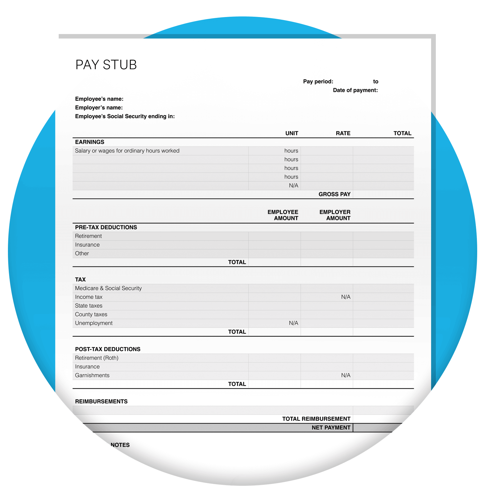 Free Printable Editable Paycheck Stub Template