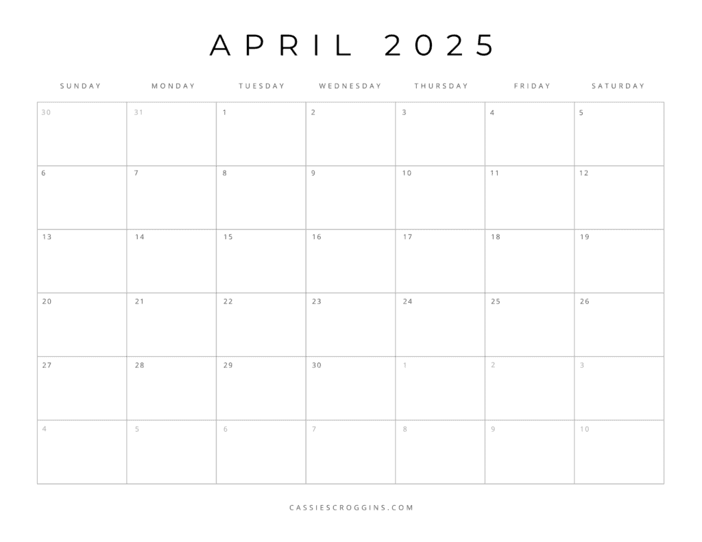 Free Printable 2025 Blank Calendar Templates All 12 Months 