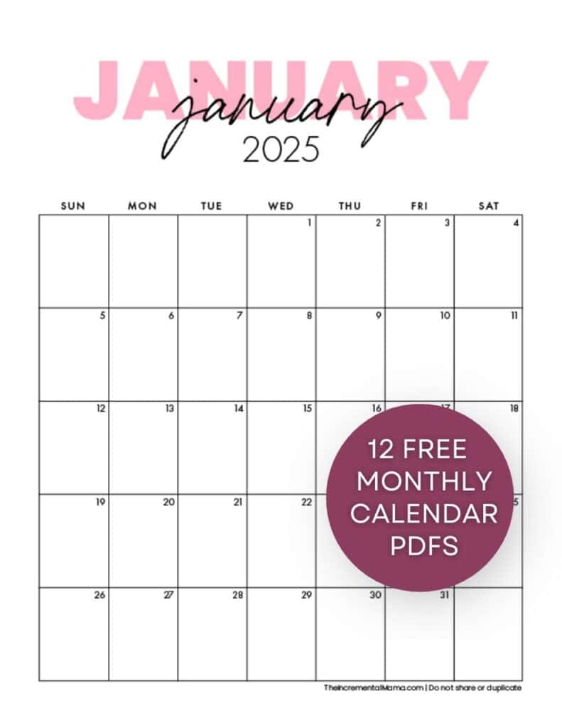 Free Online Editable/Printable Calendars