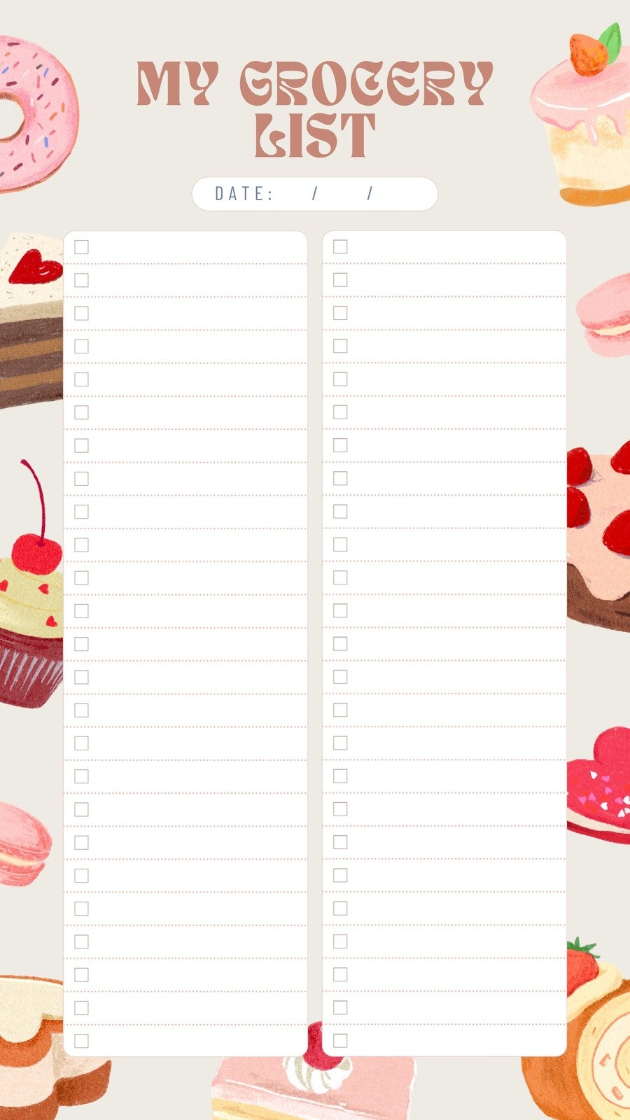 Editable Grocery List Printable