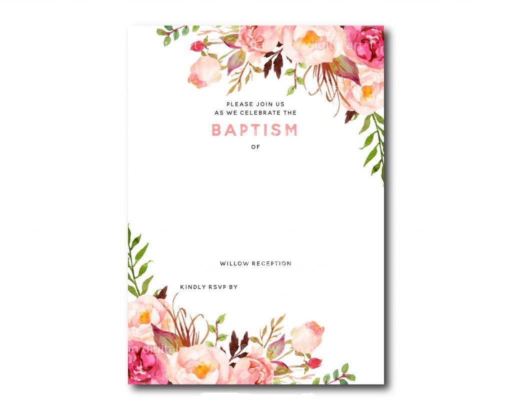 Free Printable Baptism Floral Invitation Template Dolanpedia Worksheets Library