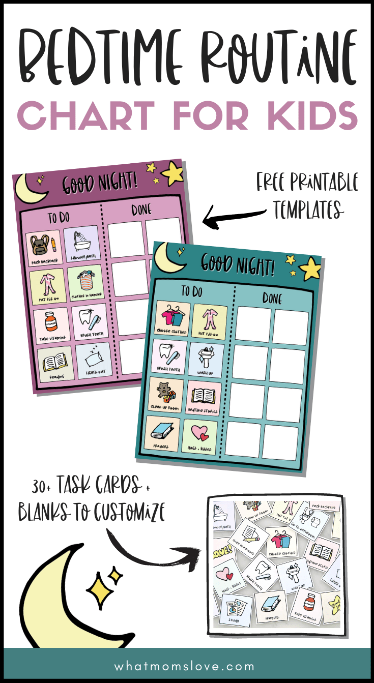 Night Time Routine Chart Printable Editable