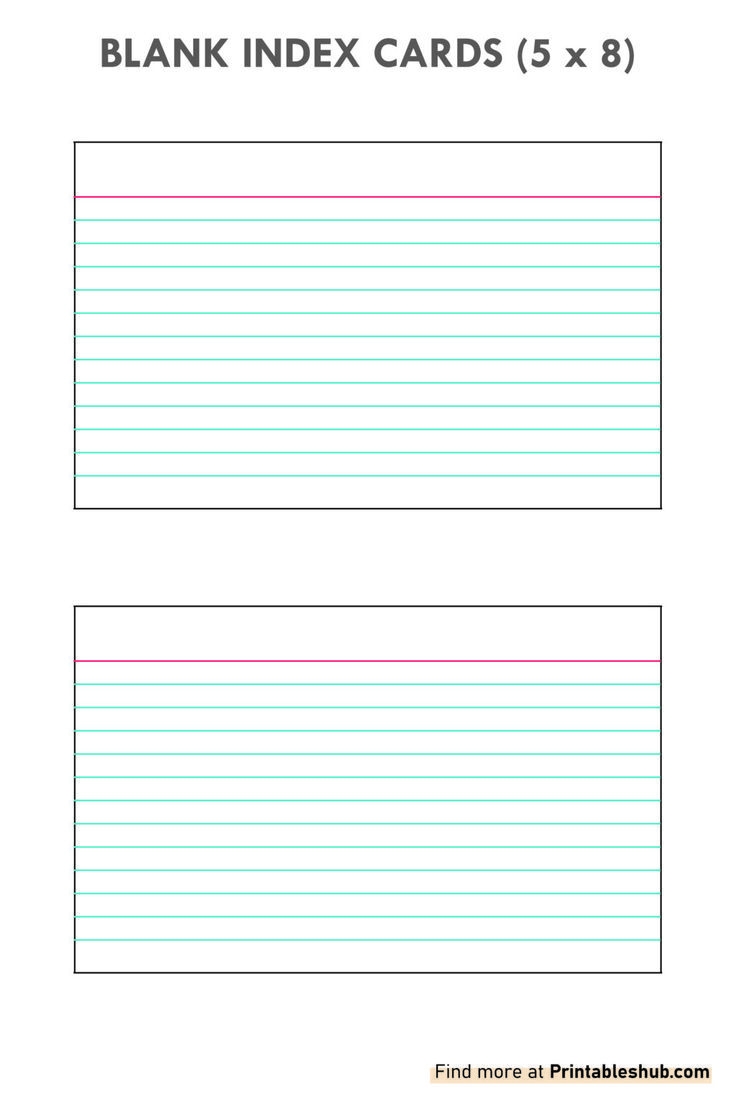 Printable Editable Index Cards