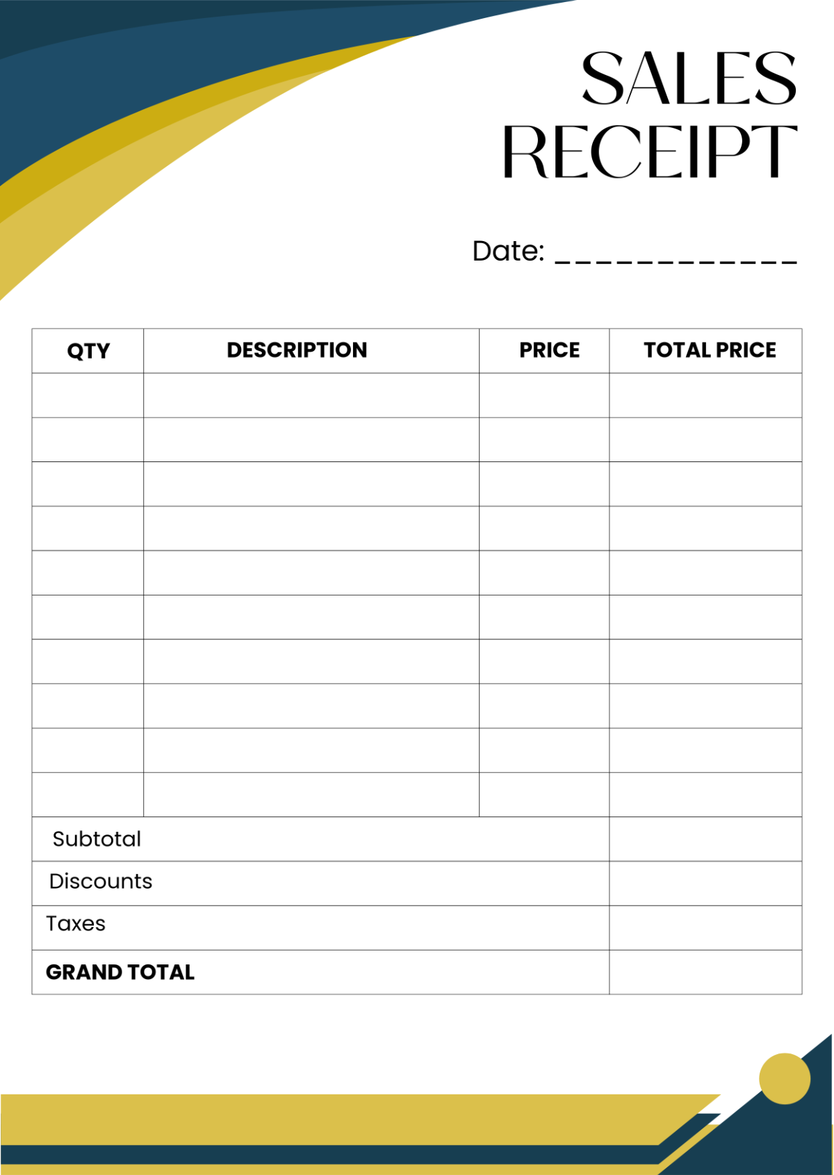 Printable Editable Receipt Template
