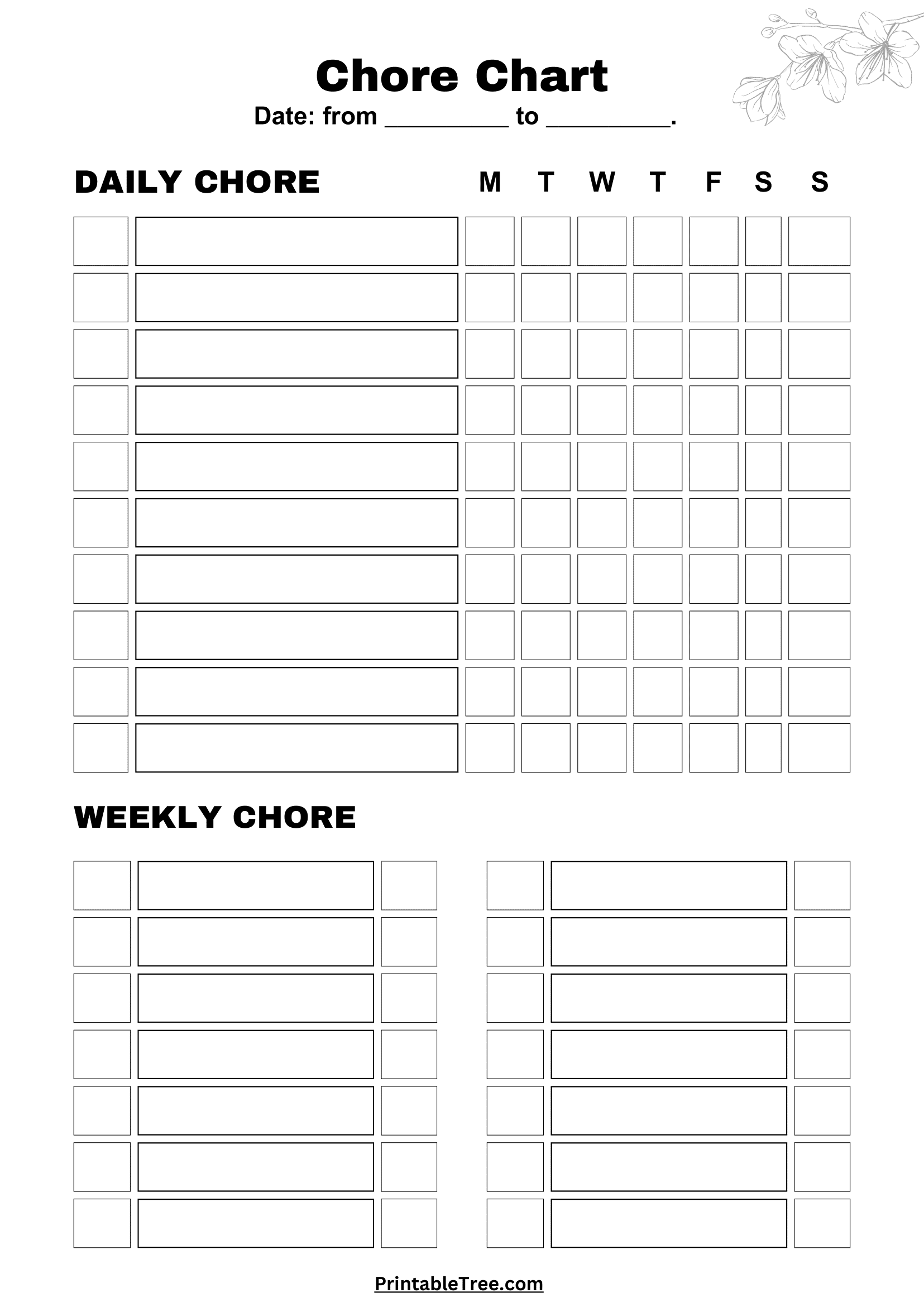 Downloadable Free Editable Printable Chore Charts