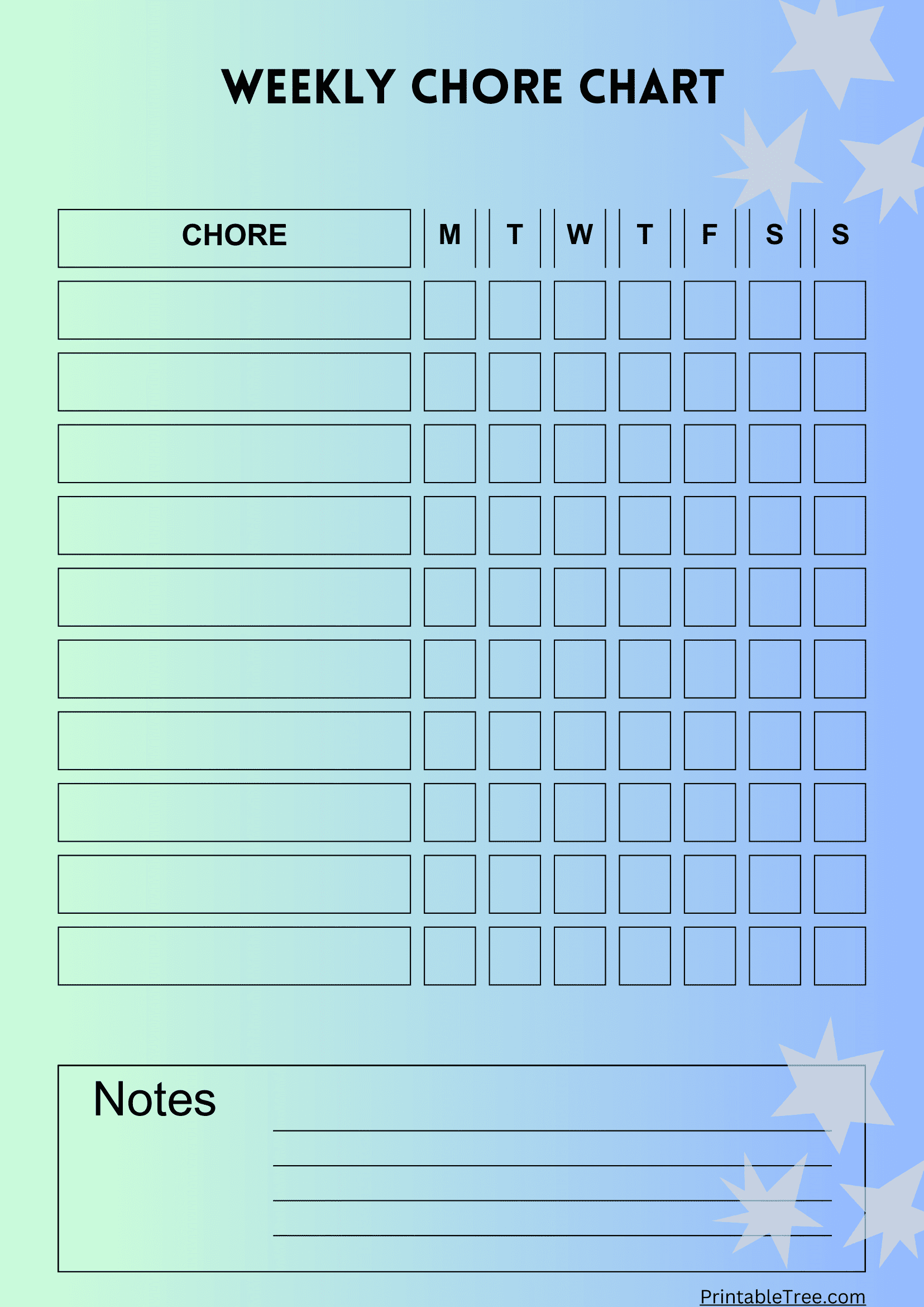 Free Editable Printable Chore Charts Template