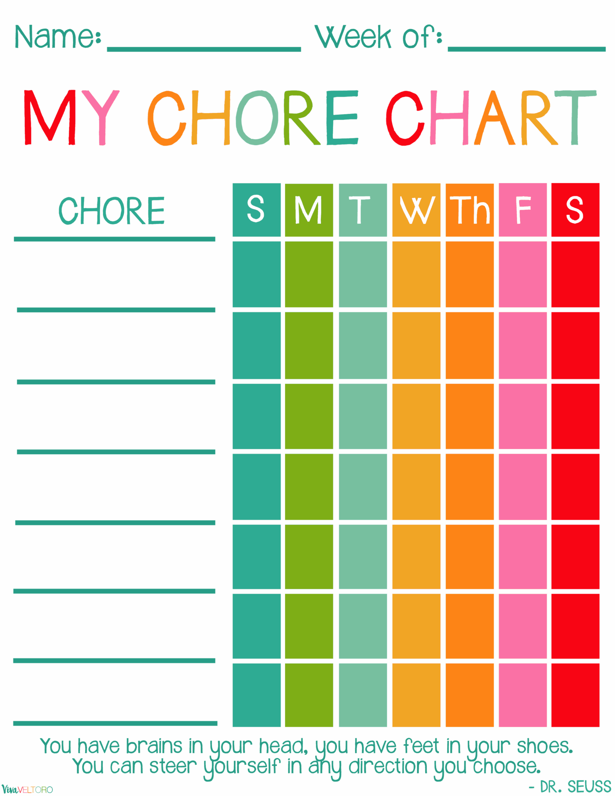 Editable Printable Chore Chart For Multiple Kids