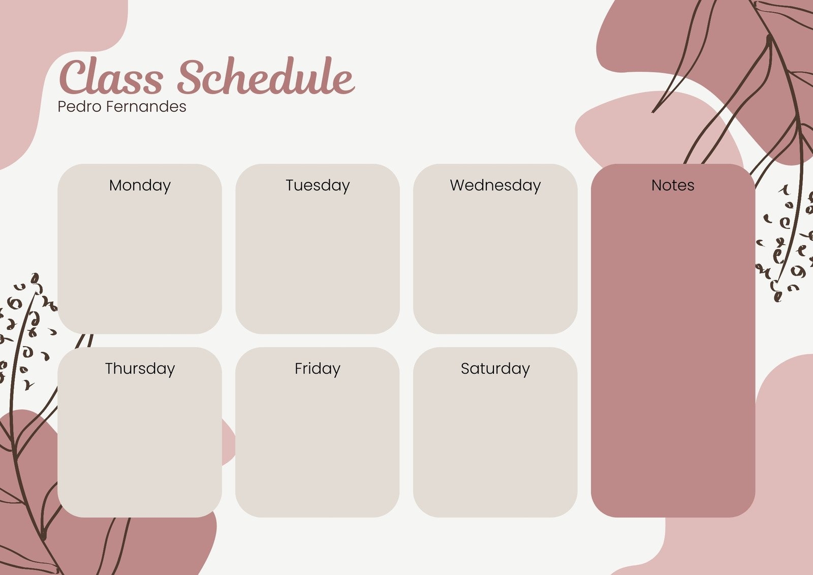 Girl Schedule Template Printable/Editable