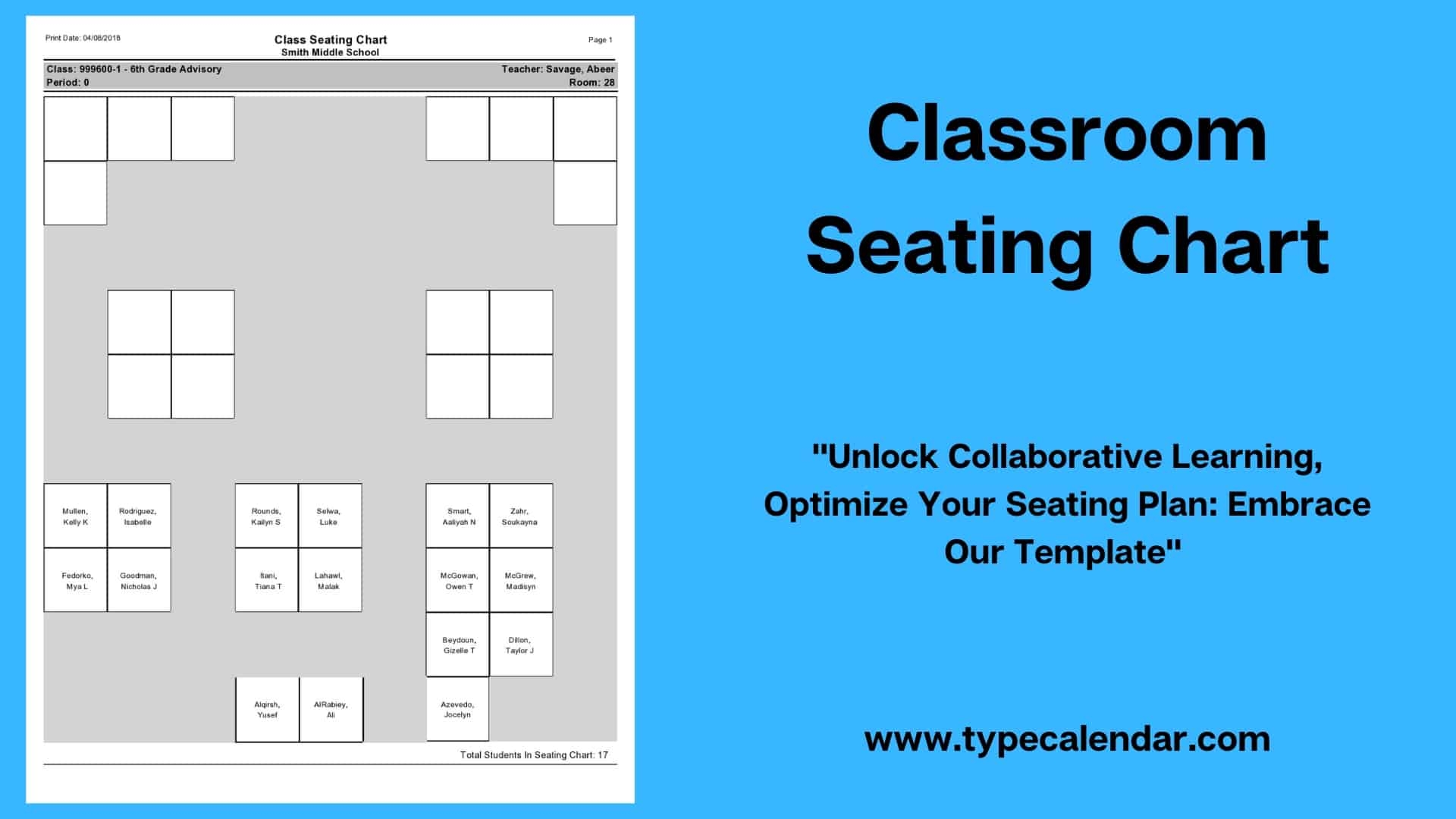 Free Printable Classroom Seating Chart Templates PDF Word Excel 